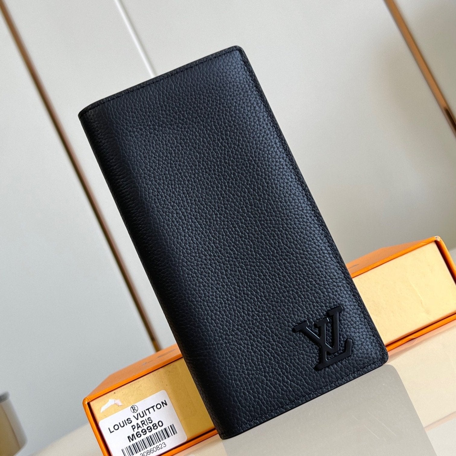 PORTEFEUILLE BRAZZA AEROGRAM 19CM CUIR DE VEAU NOIR