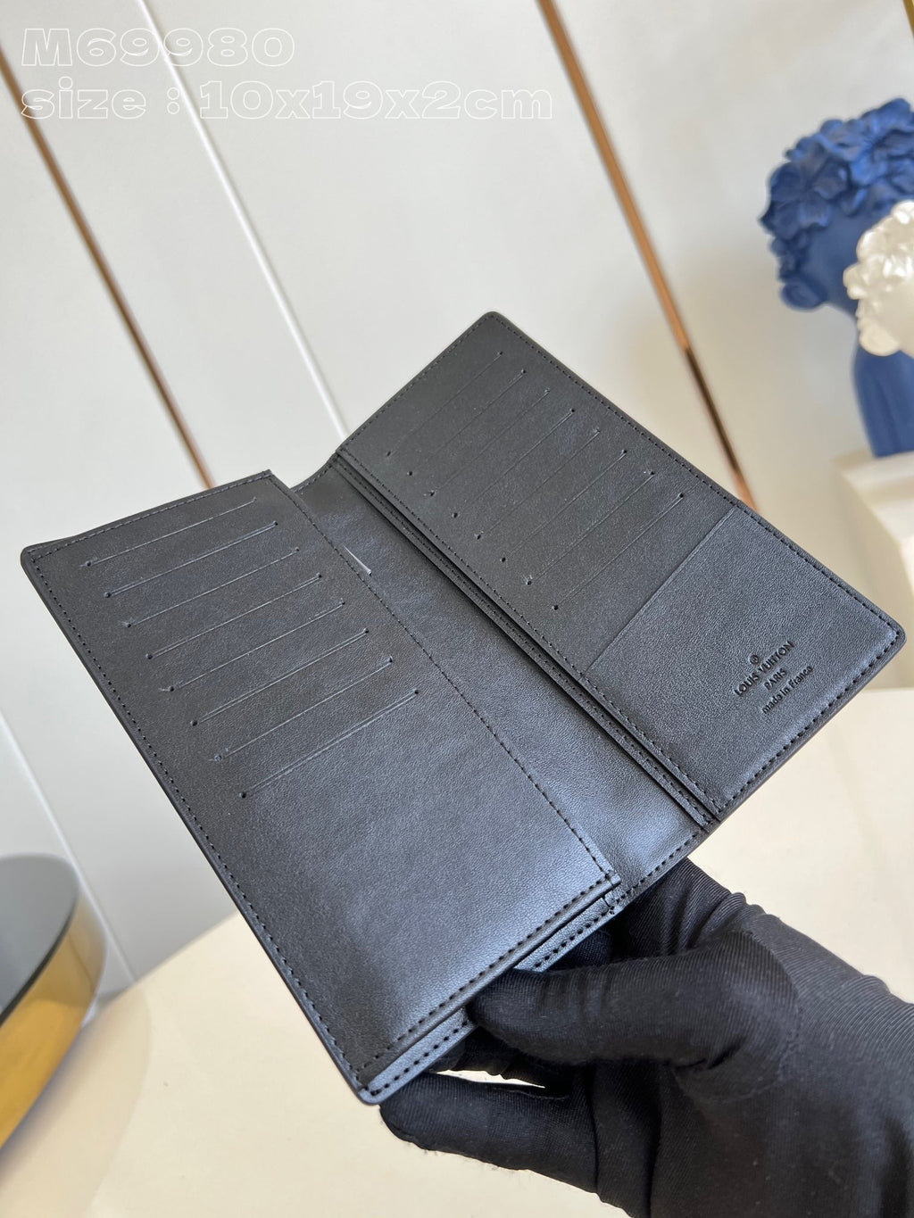 PORTEFEUILLE BRAZZA AEROGRAM 19CM CUIR DE VEAU NOIR