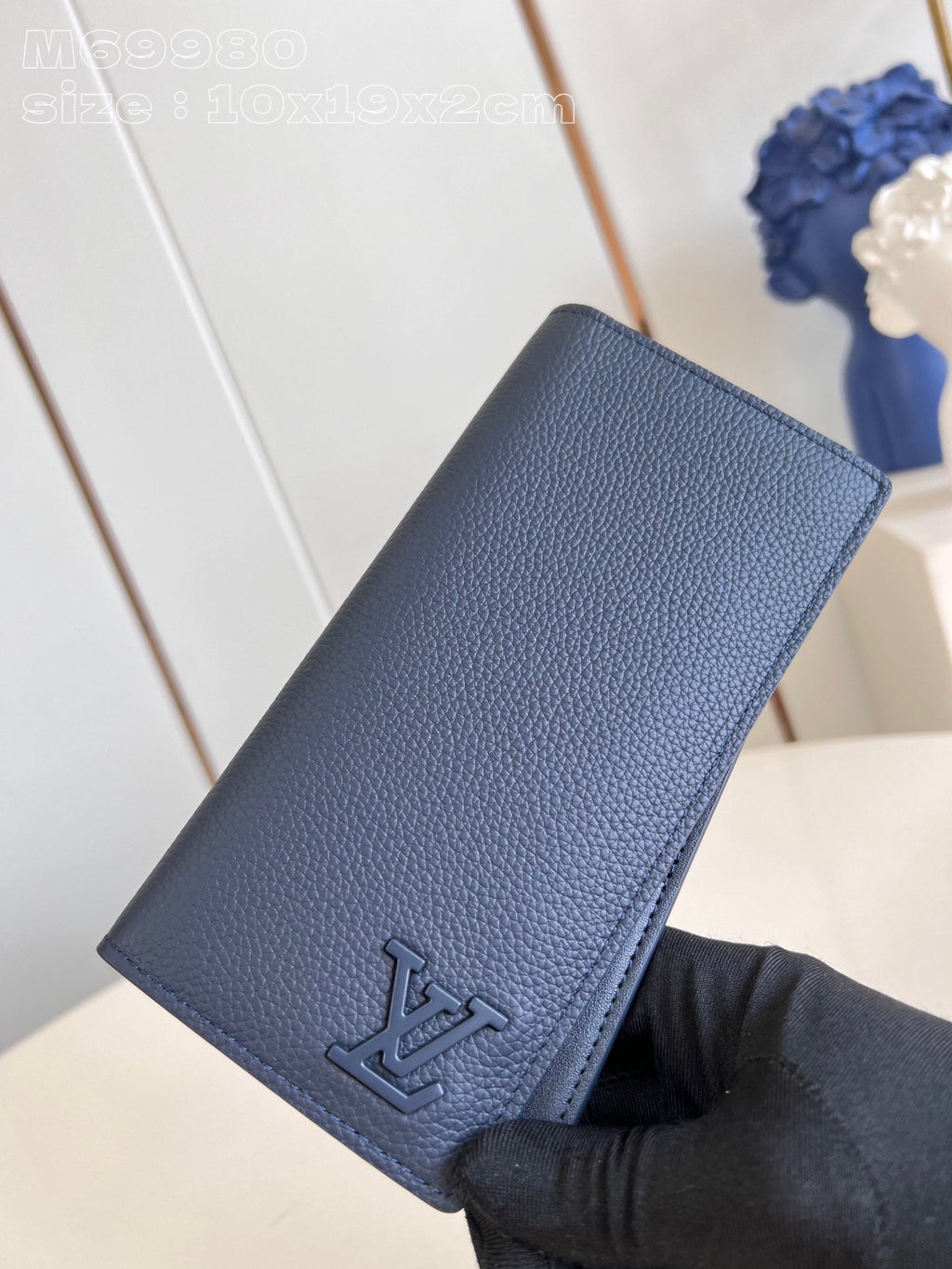 BRAZZA WALLET AEROGRAM 19CM BLUE CALFSKIN