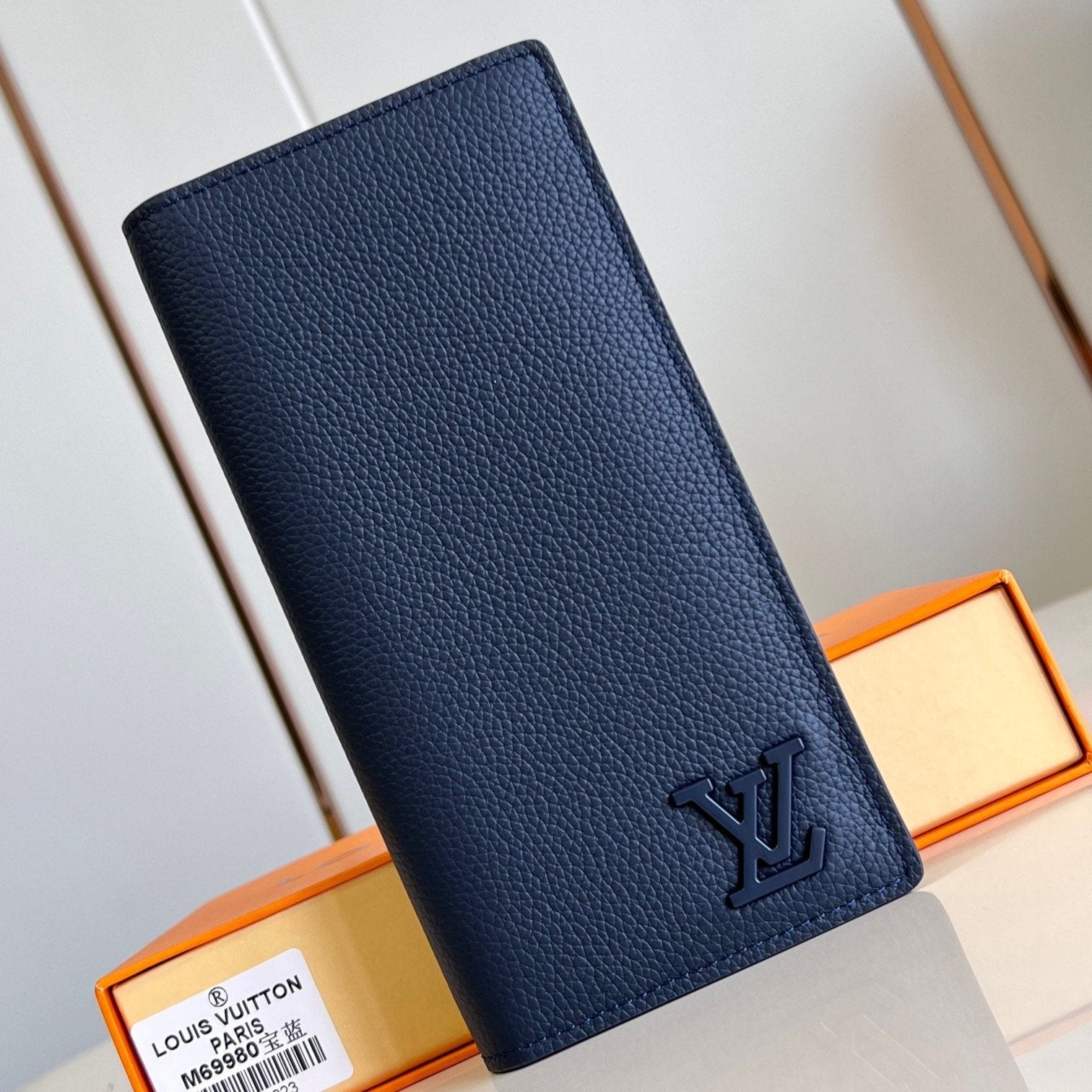 PORTEFEUILLE BRAZZA AEROGRAM 19CM CUIR DE VEAU BLEU