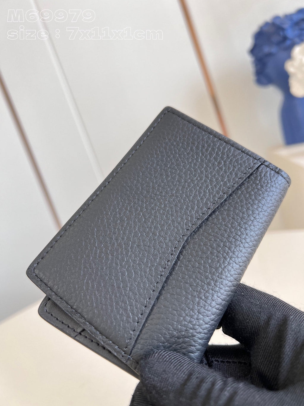 PORTEFEUILLE ORGANISATEUR DE POCHE AEROGRAM 11CM CUIR DE VEAU NOIR