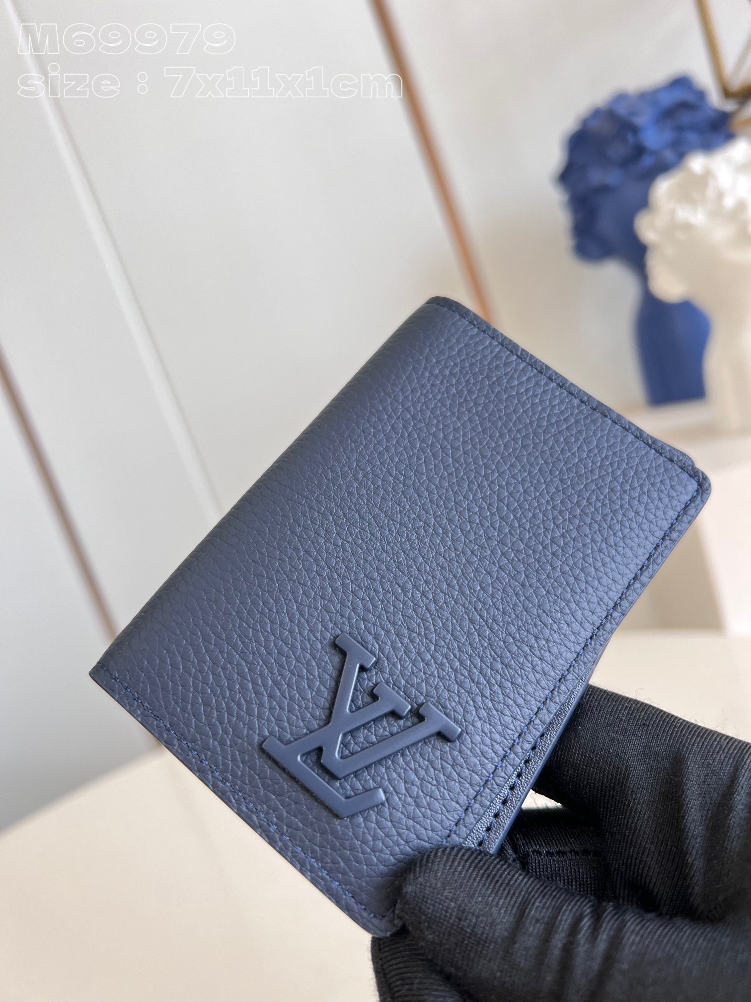 PORTEFEUILLE ORGANISATEUR DE POCHE AEROGRAM 11CM CUIR DE VEAU BLEU