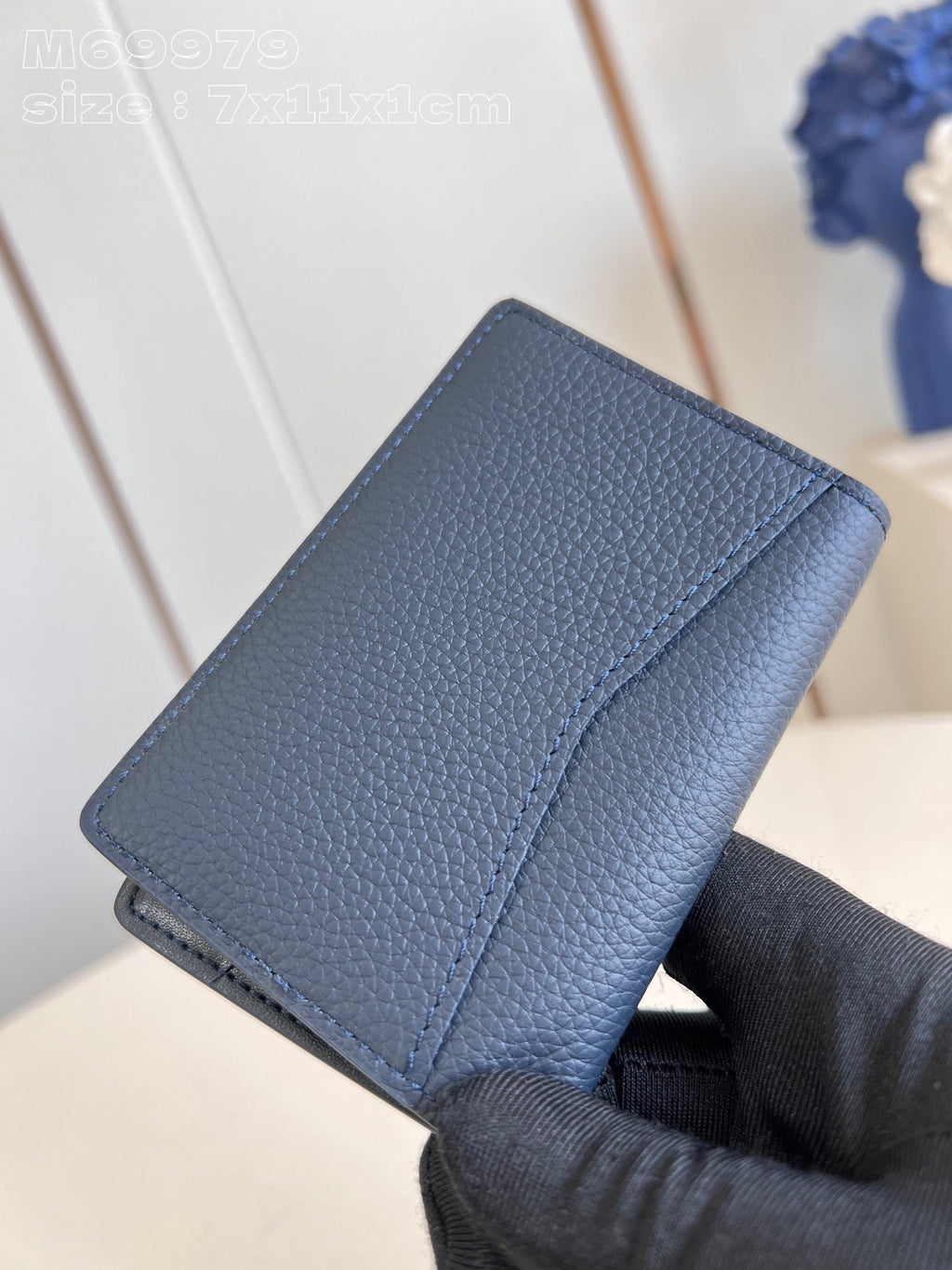 PORTEFEUILLE ORGANISATEUR DE POCHE AEROGRAM 11CM CUIR DE VEAU BLEU