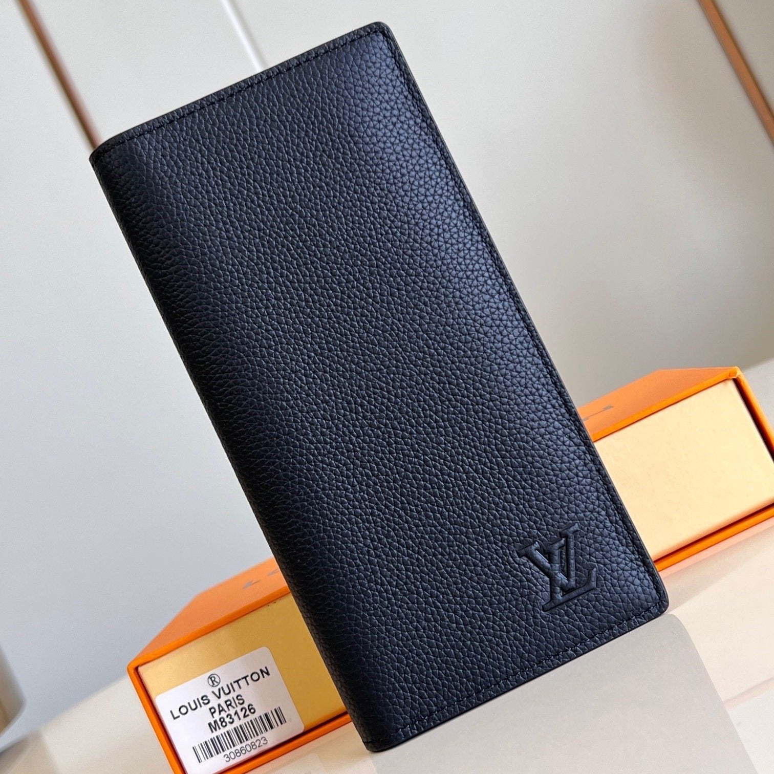 PORTEFEUILLE BRAZZA 19CM EN CUIR DE VEAU NOIR
