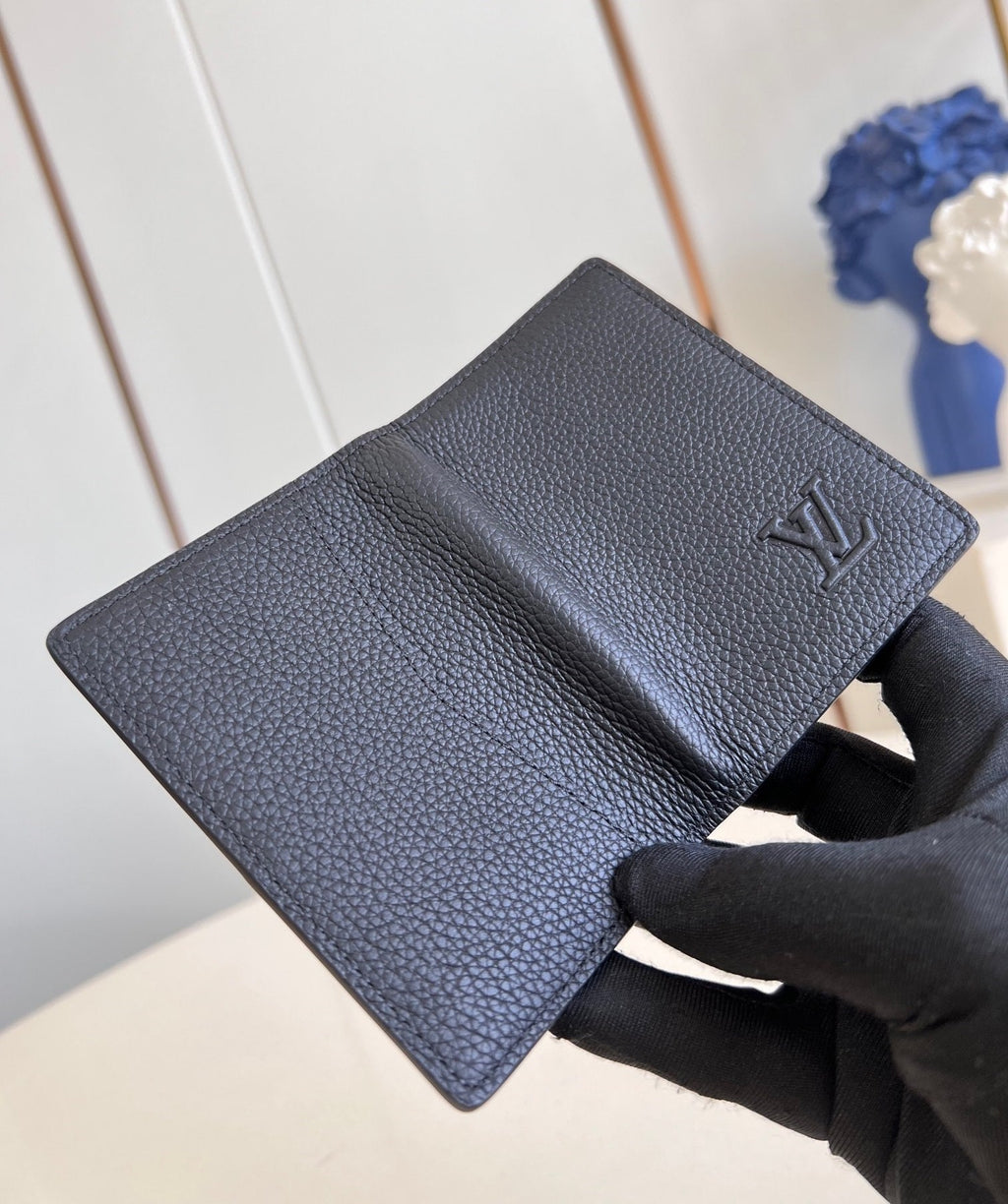 PORTEFEUILLE ORGANISATEUR DE POCHE 11CM EN CUIR DE VEAU NOIR