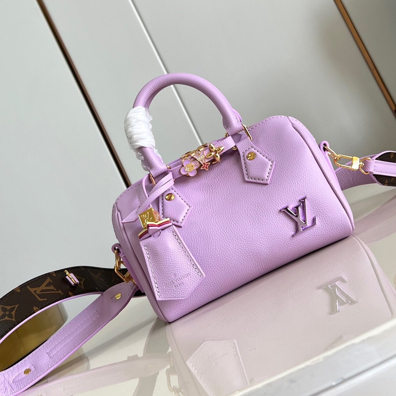 SPEEDY BANDOULIERE 18CM CUIR DE VEAU VIOLET