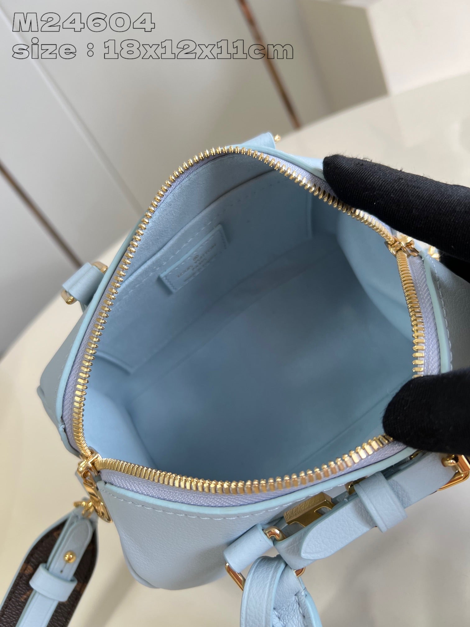 SPEEDY BANDOULIERE 18CM CUIR DE VEAU BLEU NUAGE