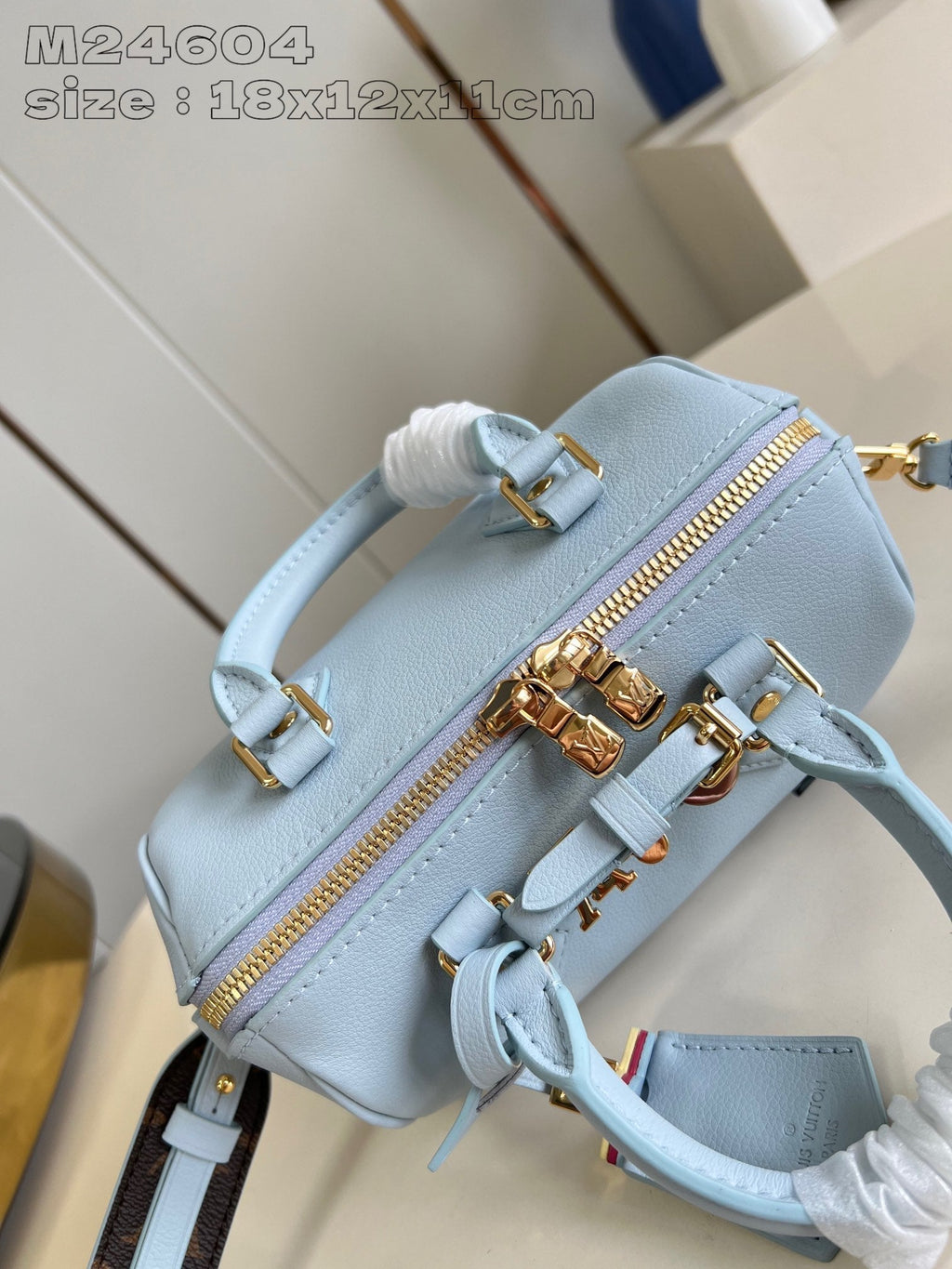 SPEEDY BANDOULIERE 18CM CUIR DE VEAU BLEU NUAGE