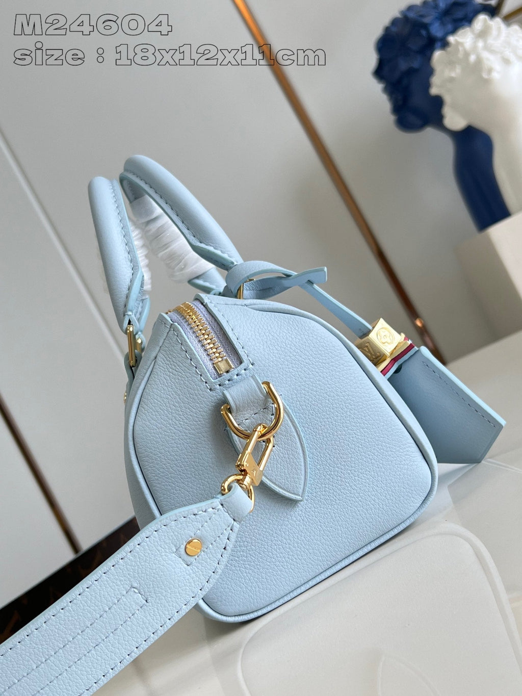 SPEEDY BANDOULIERE 18CM CUIR DE VEAU BLEU NUAGE