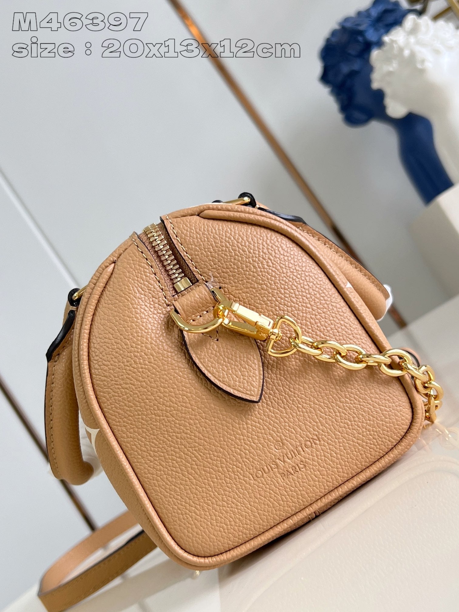 SPEEDY BANDOULIERE 20 MARRON BLANC MONOGRAMME EMPREINTE CUIR DE VEAU 