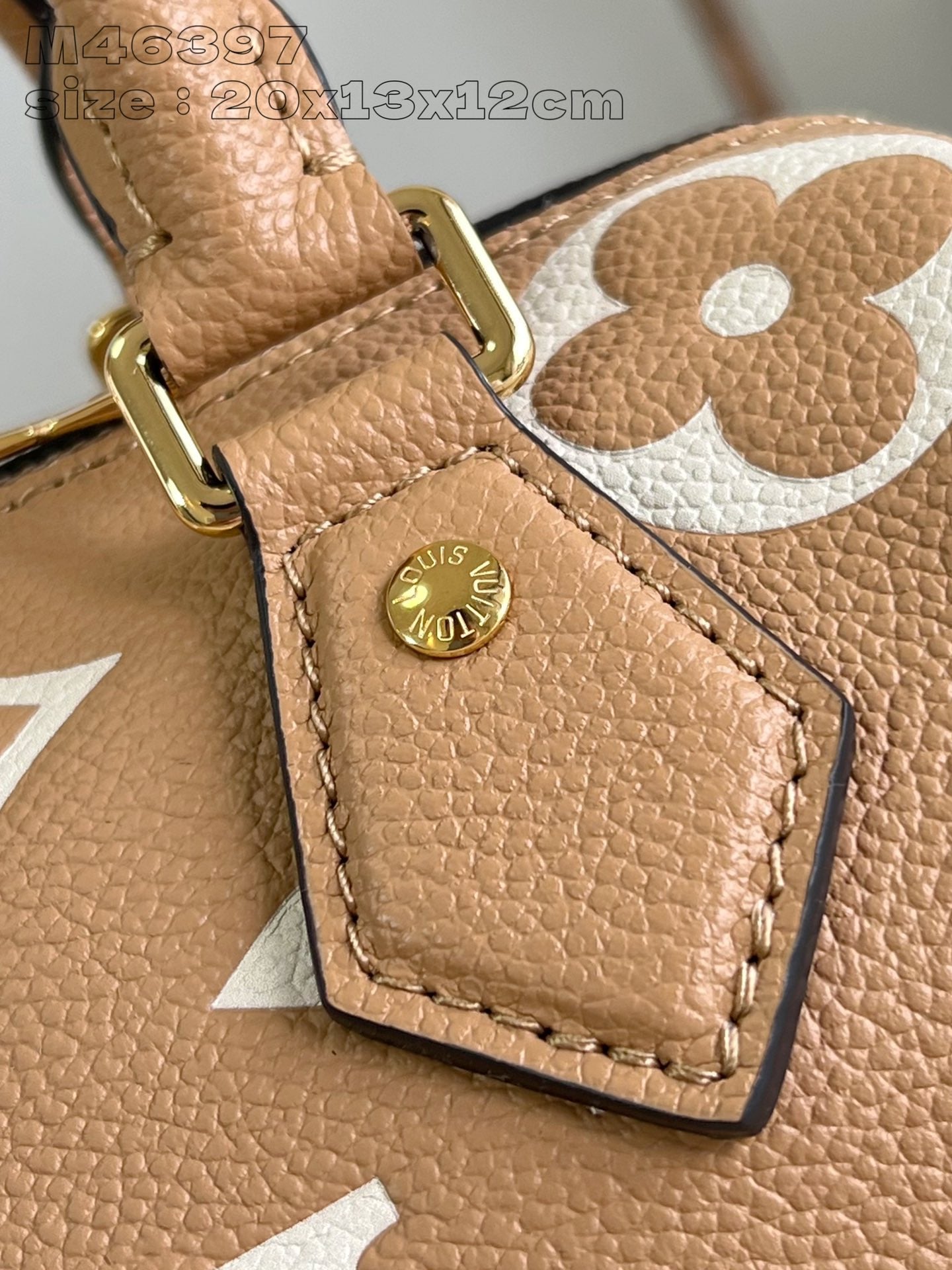 SPEEDY BANDOULIERE 20 MARRON BLANC MONOGRAMME EMPREINTE CUIR DE VEAU 