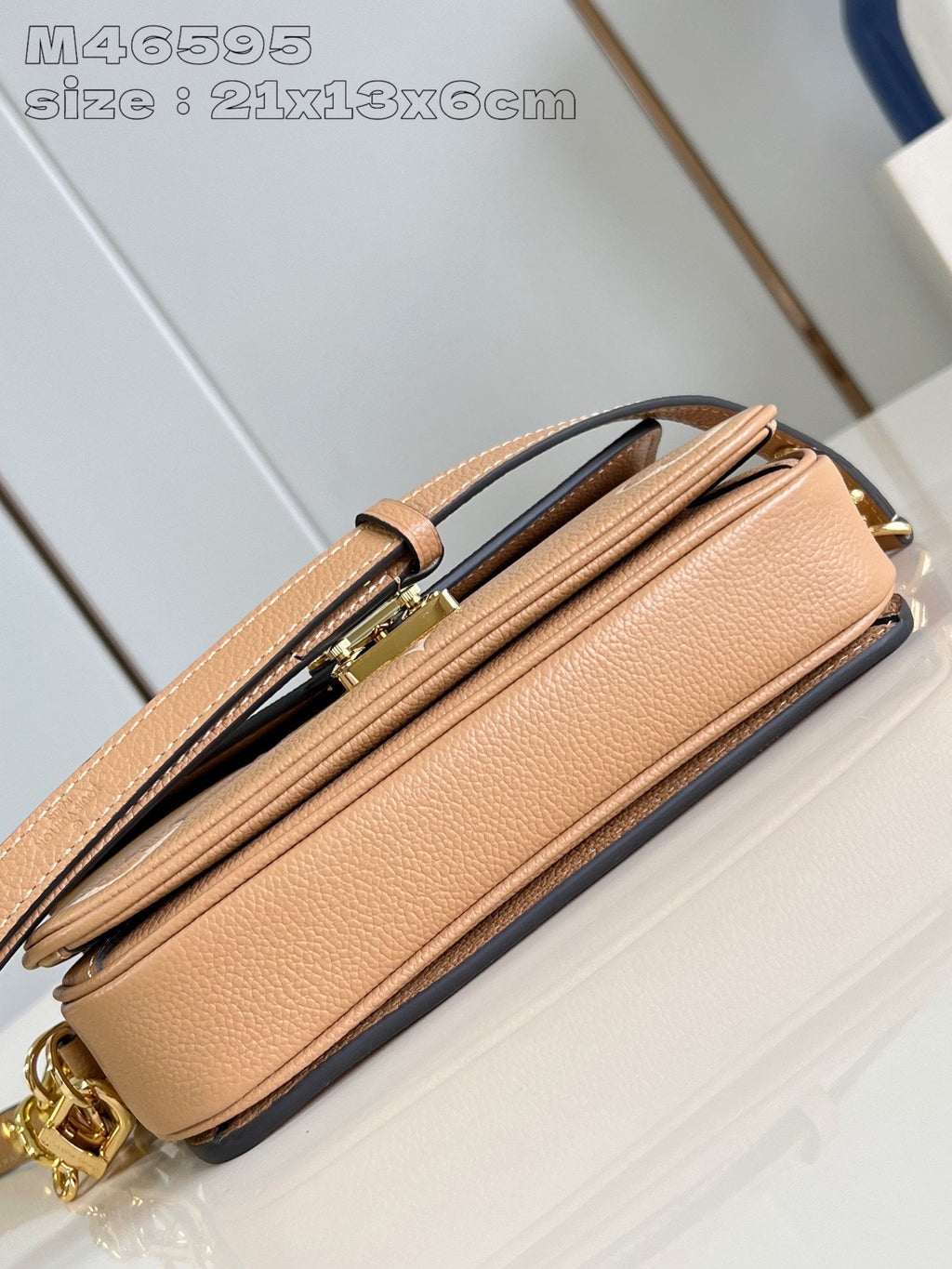 POCHETTE METIS EAST WEST 21.5 MARRON BLANC MONOGRAMME EMPREINTE CUIR DE VEAU