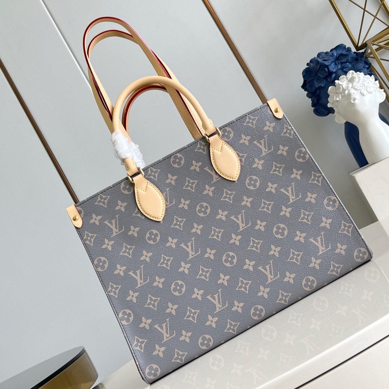 ONTHEGO MM 35CM TOILE MONOGRAMME GRIS BEIGE 