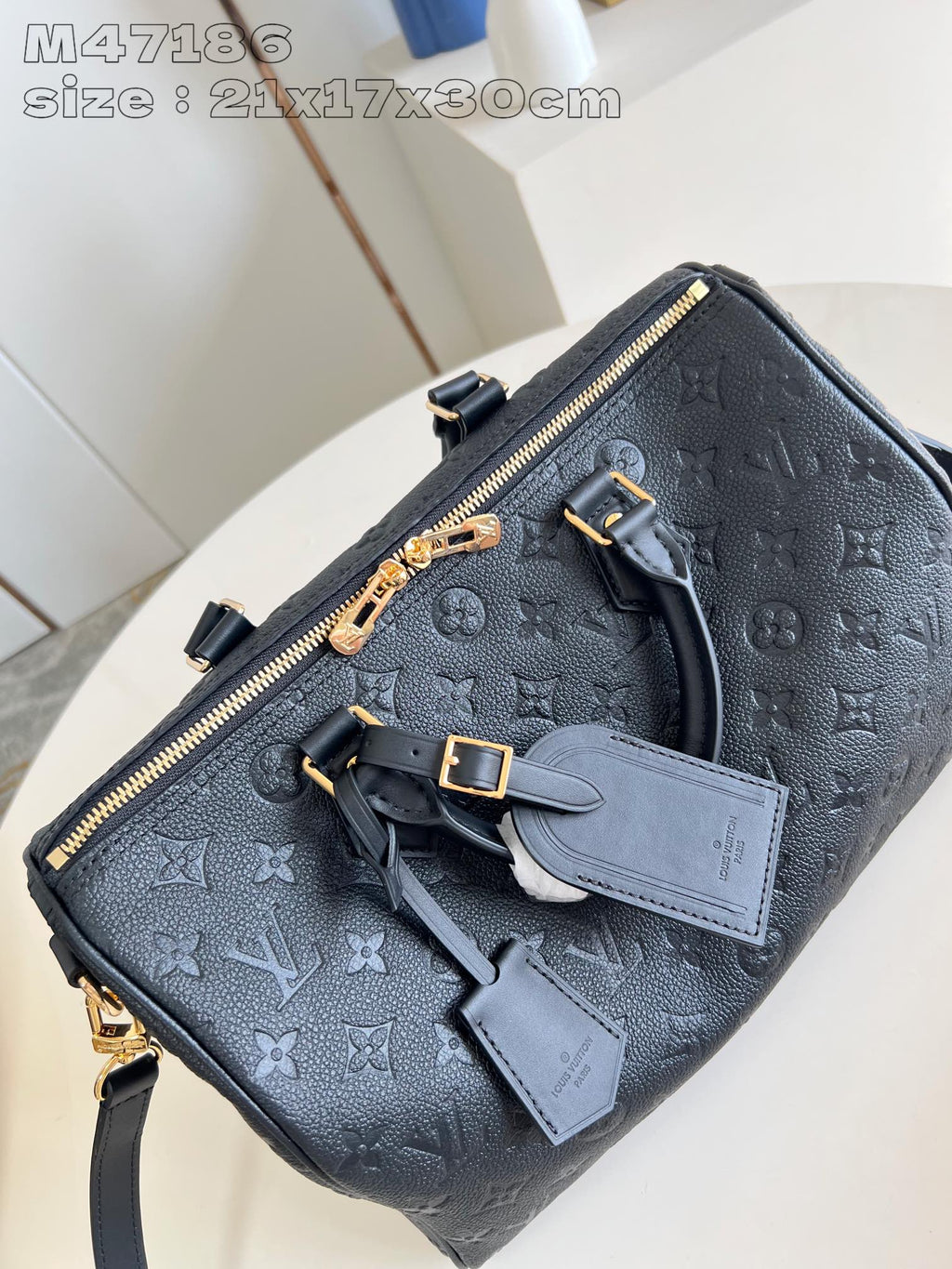 SPEEDY SOFT 30 BLACK MONOGRAM EMPREINTE COWHIDE LEATHER