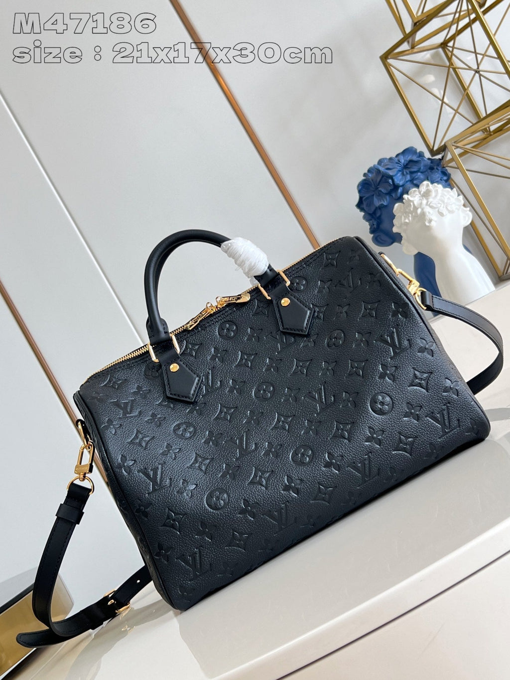SPEEDY SOFT 30 BLACK MONOGRAM EMPREINTE COWHIDE LEATHER