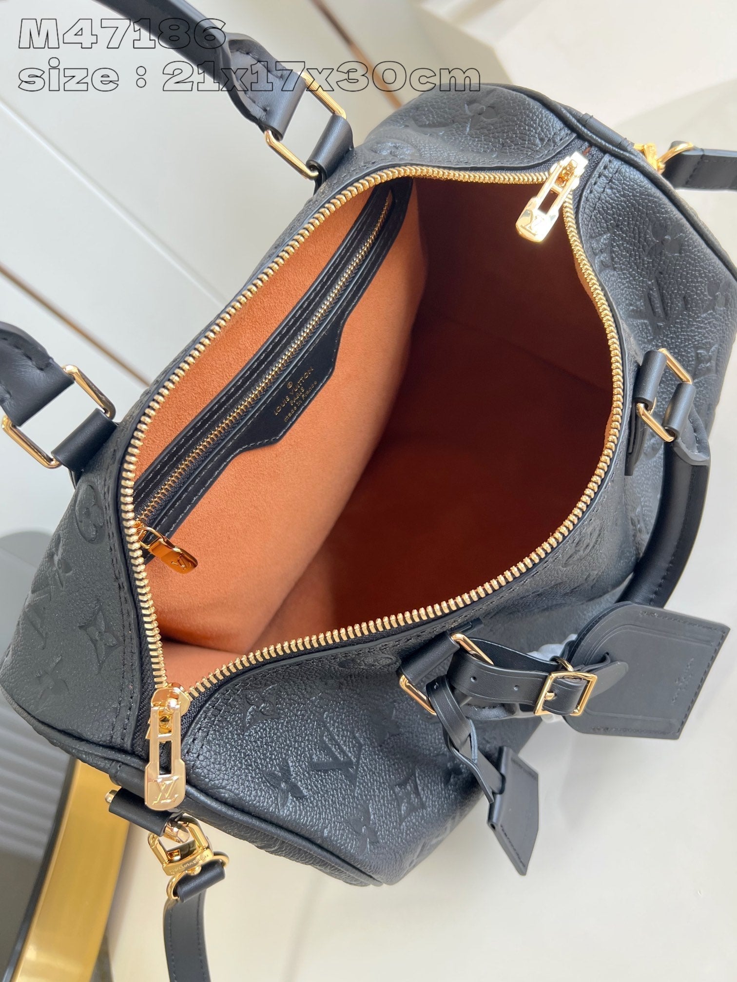 SPEEDY SOFT 30 BLACK MONOGRAM EMPREINTE COWHIDE LEATHER