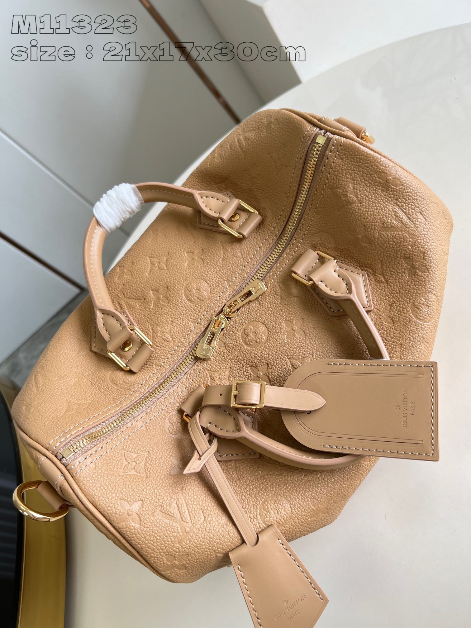 CUIR DE VACHE SPEEDY SOFT 30 ARIZONA BEIGE MONOGRAMME EMPREINTE