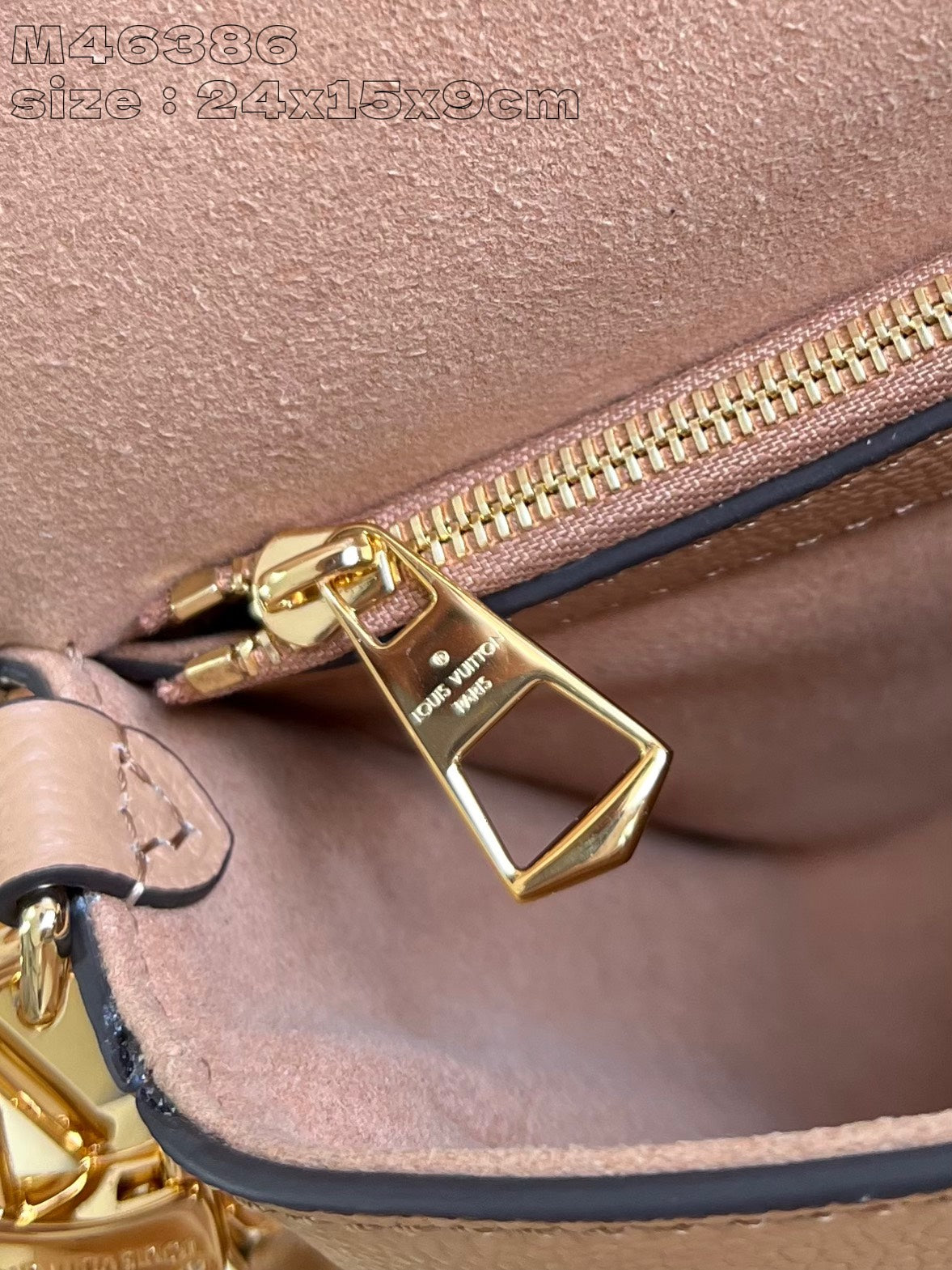 LV DIANE 24 CUIR DE VEAU EMPREINTE BEIGE FONCÉ MONOGRAMME 