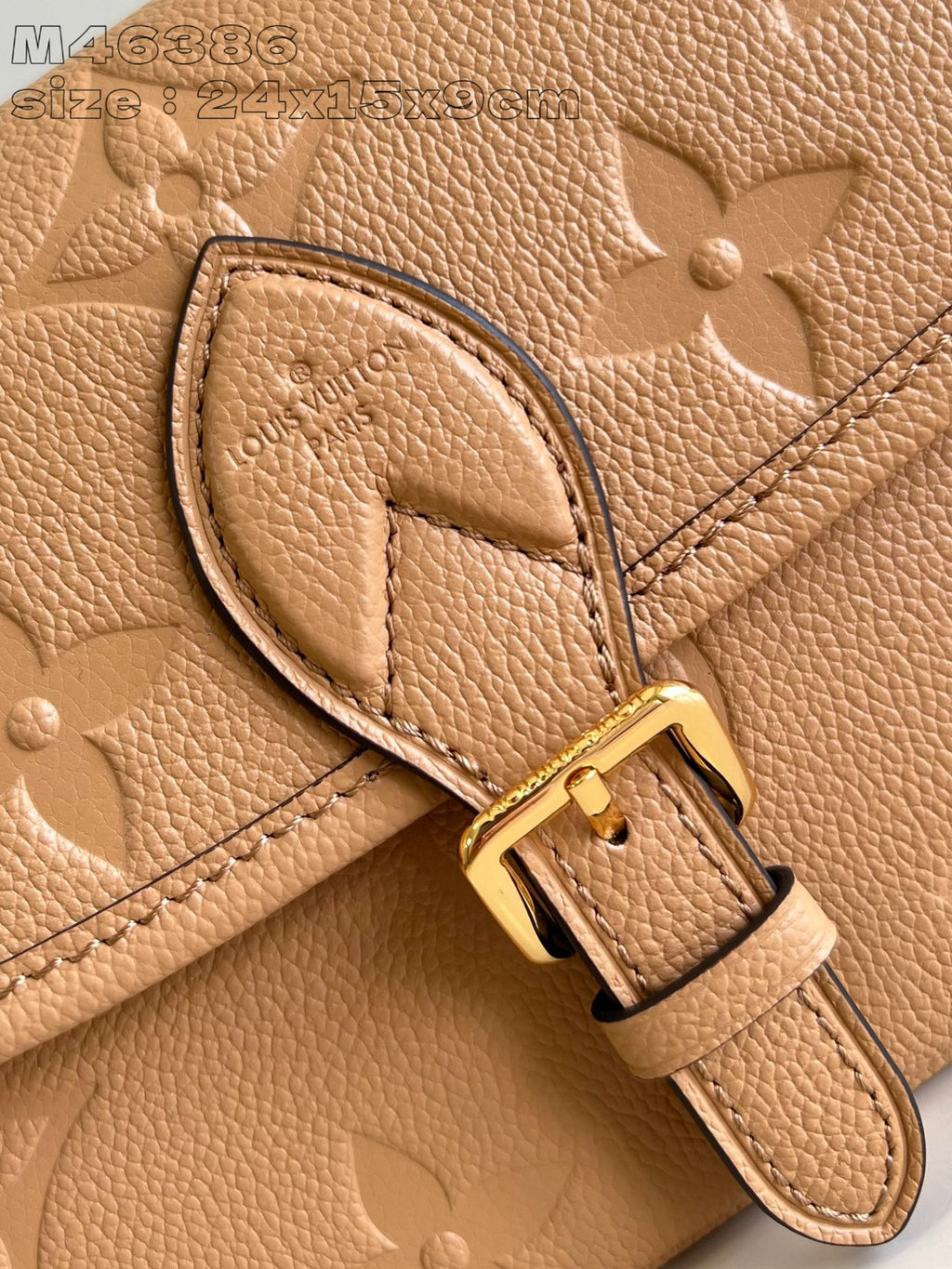 LV DIANE 24 CUIR DE VEAU EMPREINTE BEIGE FONCÉ MONOGRAMME 