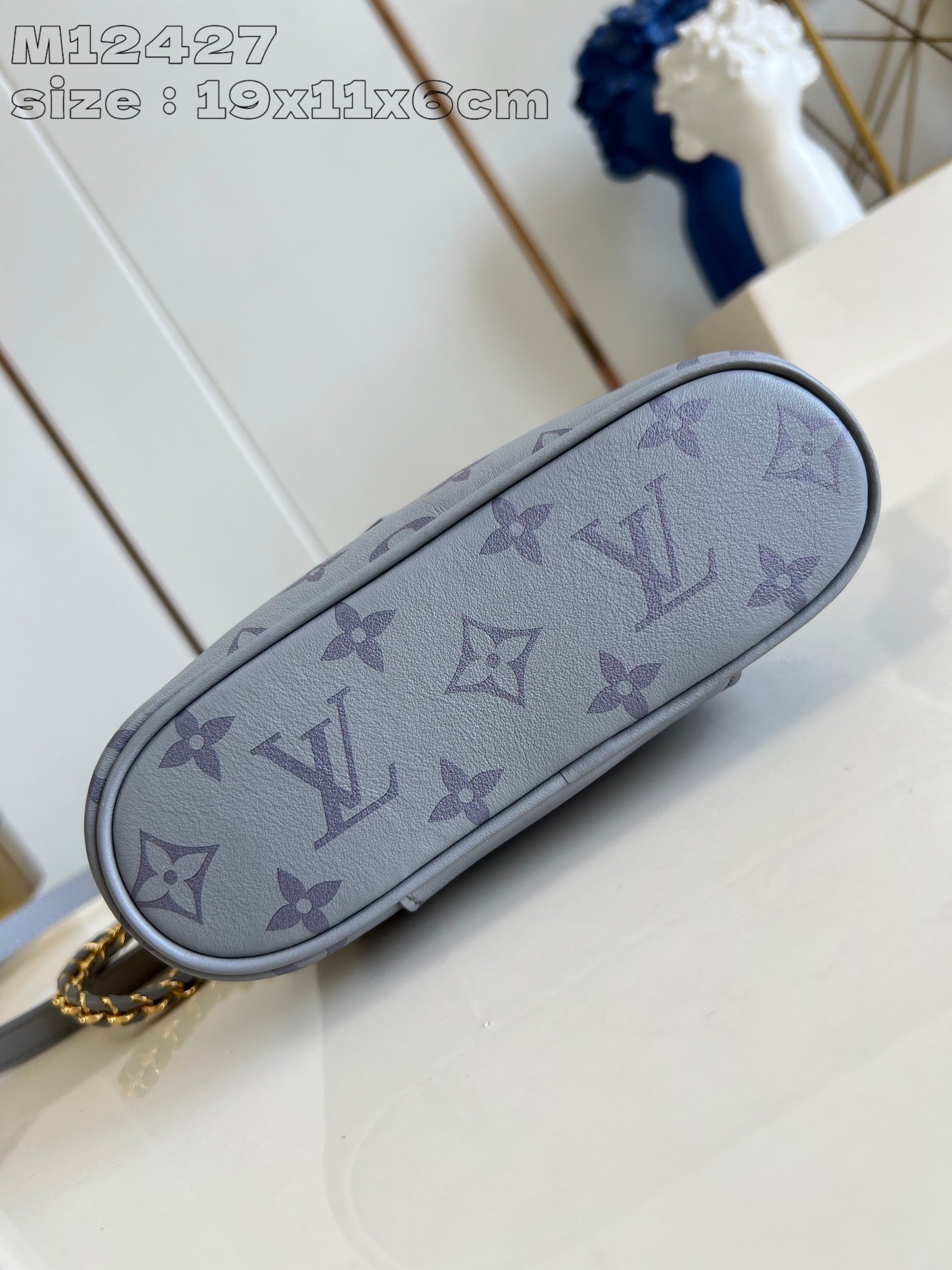 Pochette chaîne LV Vanity 19 en cuir de veau gris monogrammé