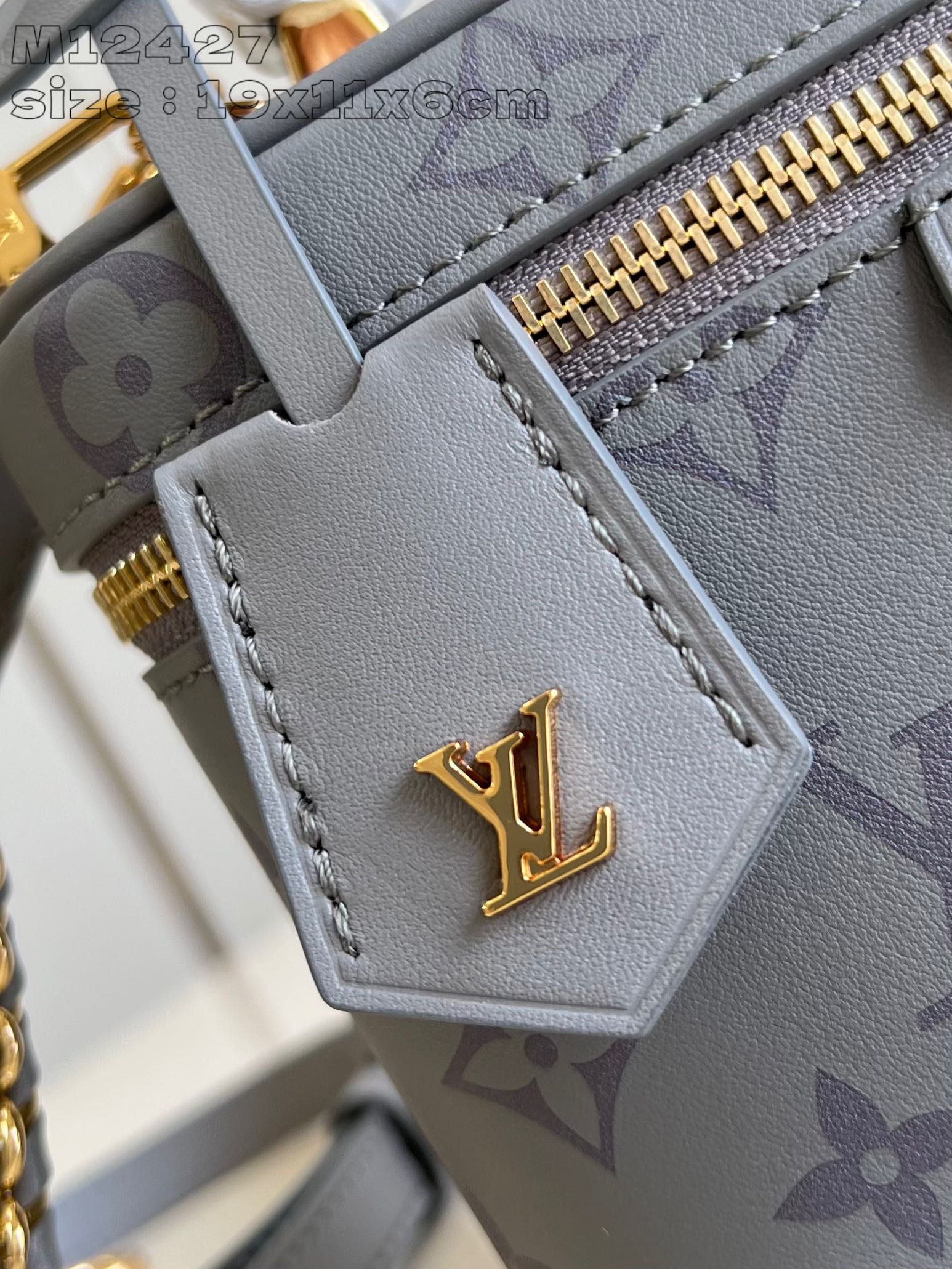 Pochette chaîne LV Vanity 19 en cuir de veau gris monogrammé