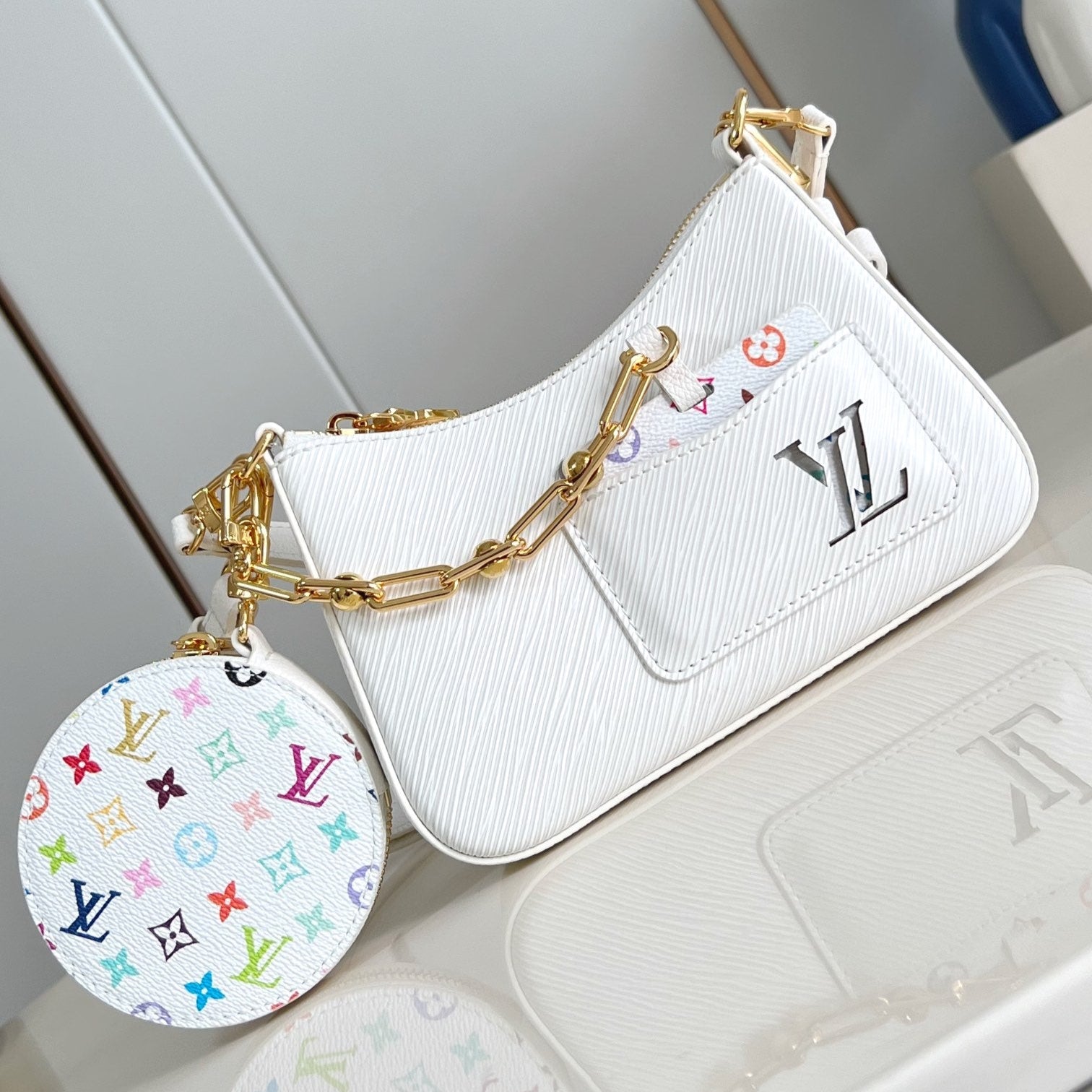 LV MARELLINI LV X TM CUIR DE VACHE EPI BLANC 203650