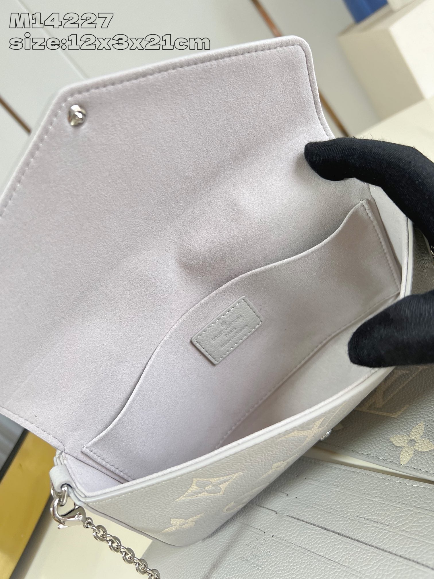 LV POCHETTE FELICIE BRUME CUIR DE VACHE GRIS MONOGRAMME 205525