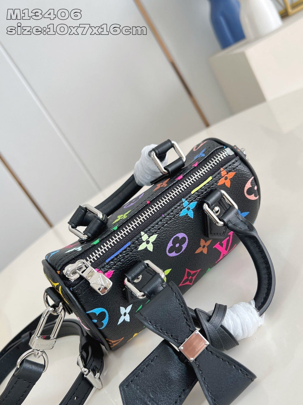 LV X TM NANO SPEEDY 16CM TOILE ENDUITE MONOGRAMME MULTICOLORE NOIR