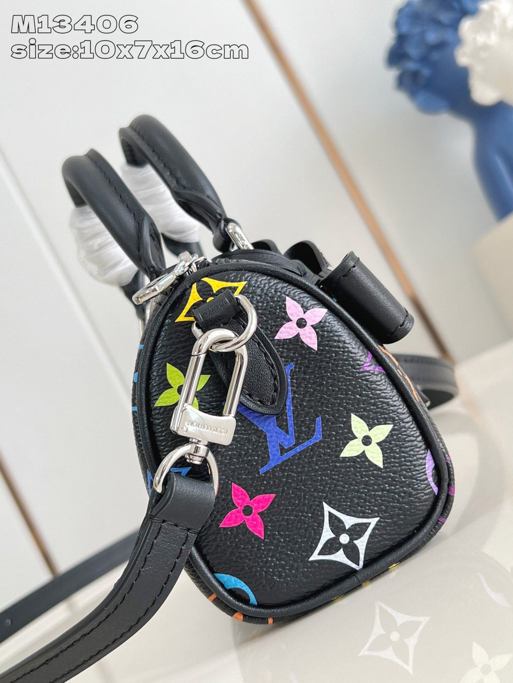 LV X TM NANO SPEEDY 16CM TOILE ENDUITE MONOGRAMME MULTICOLORE NOIR