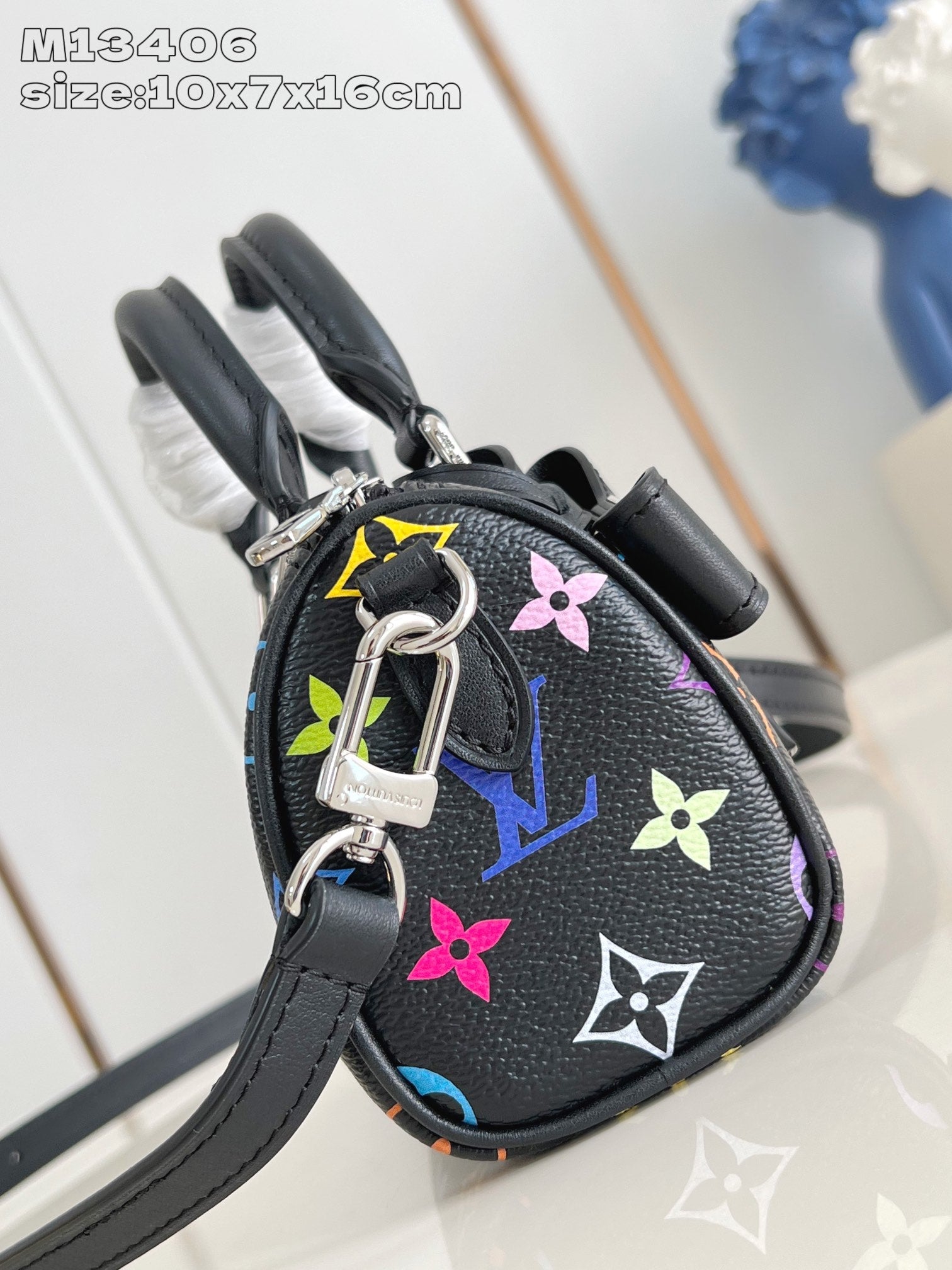 LV X TM NANO SPEEDY 16CM TOILE ENDUITE MONOGRAMME MULTICOLORE NOIR