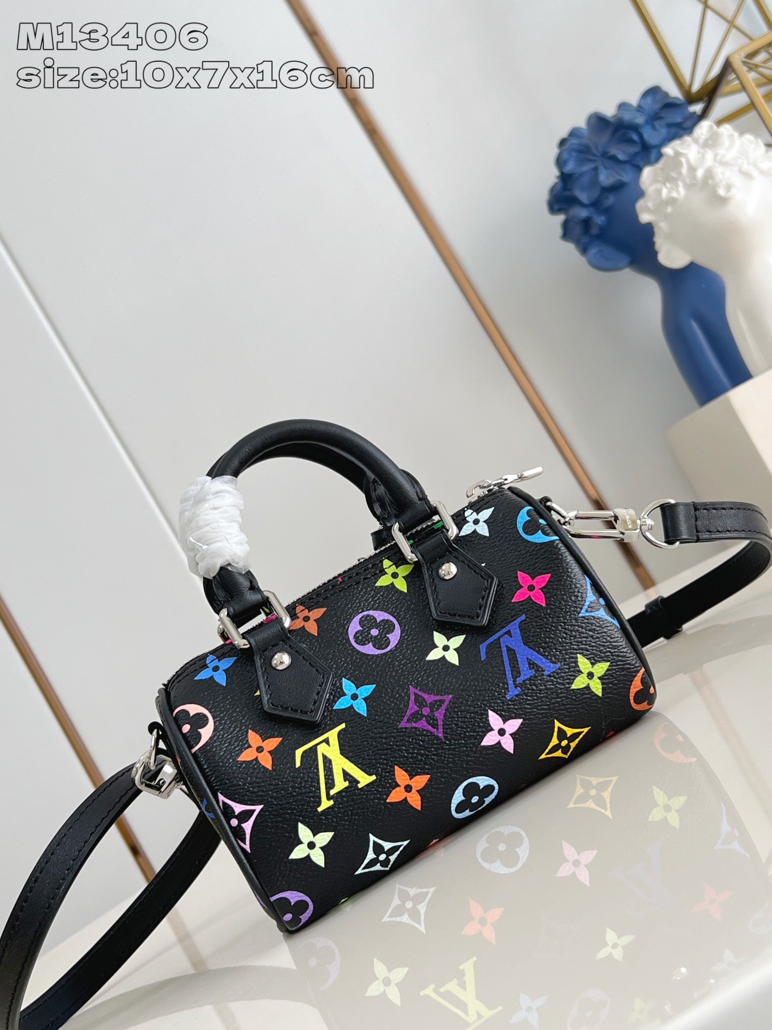 LV X TM NANO SPEEDY 16CM TOILE ENDUITE MONOGRAMME MULTICOLORE NOIR