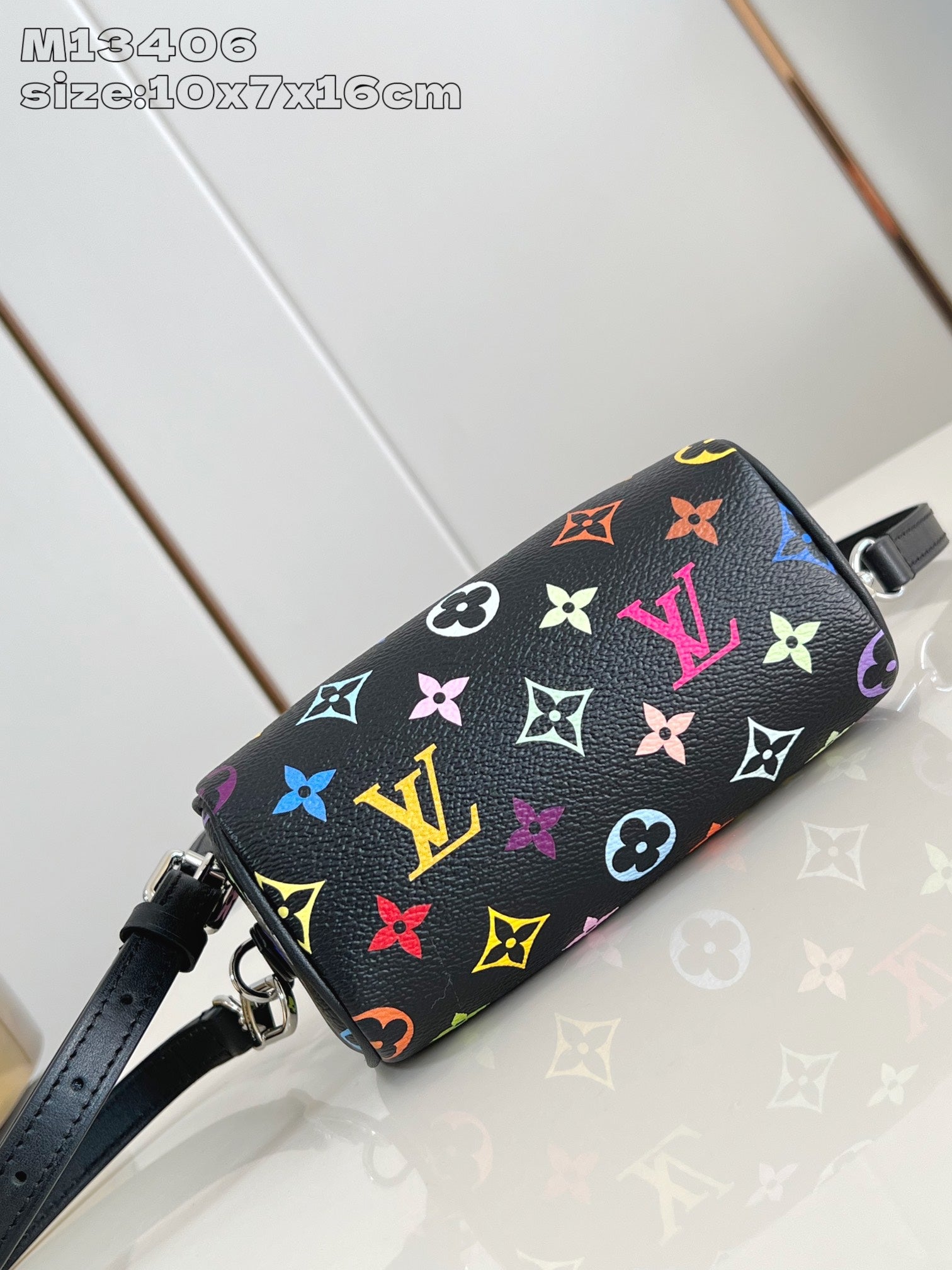 LV X TM NANO SPEEDY 16CM TOILE ENDUITE MONOGRAMME MULTICOLORE NOIR