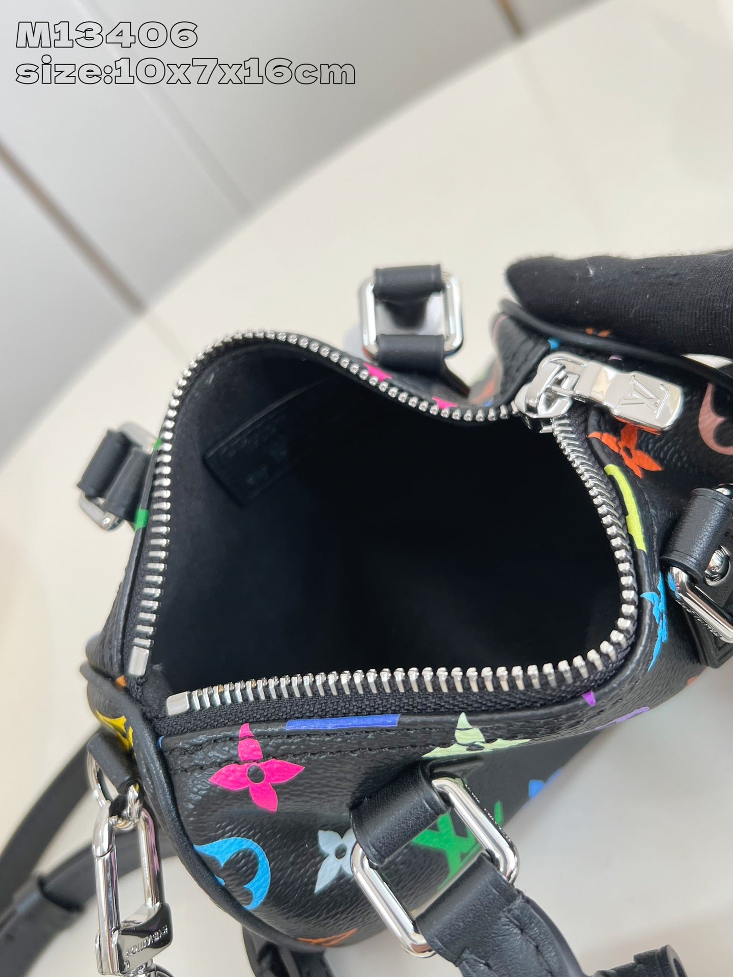 LV X TM NANO SPEEDY 16CM TOILE ENDUITE MONOGRAMME MULTICOLORE NOIR