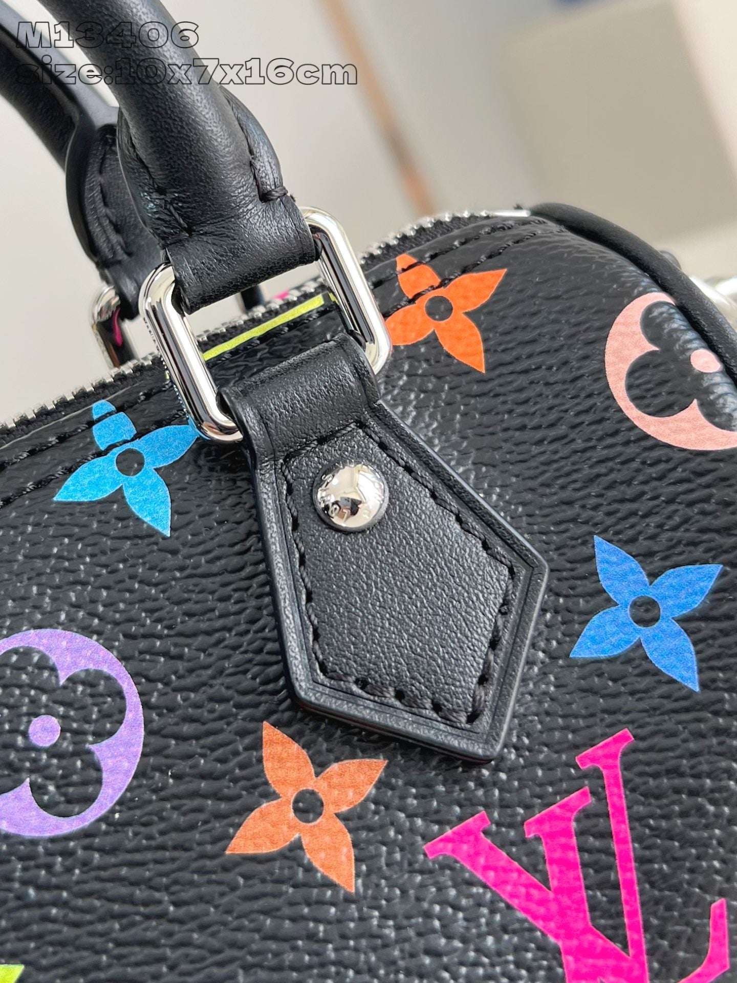 LV X TM NANO SPEEDY 16CM TOILE ENDUITE MONOGRAMME MULTICOLORE NOIR