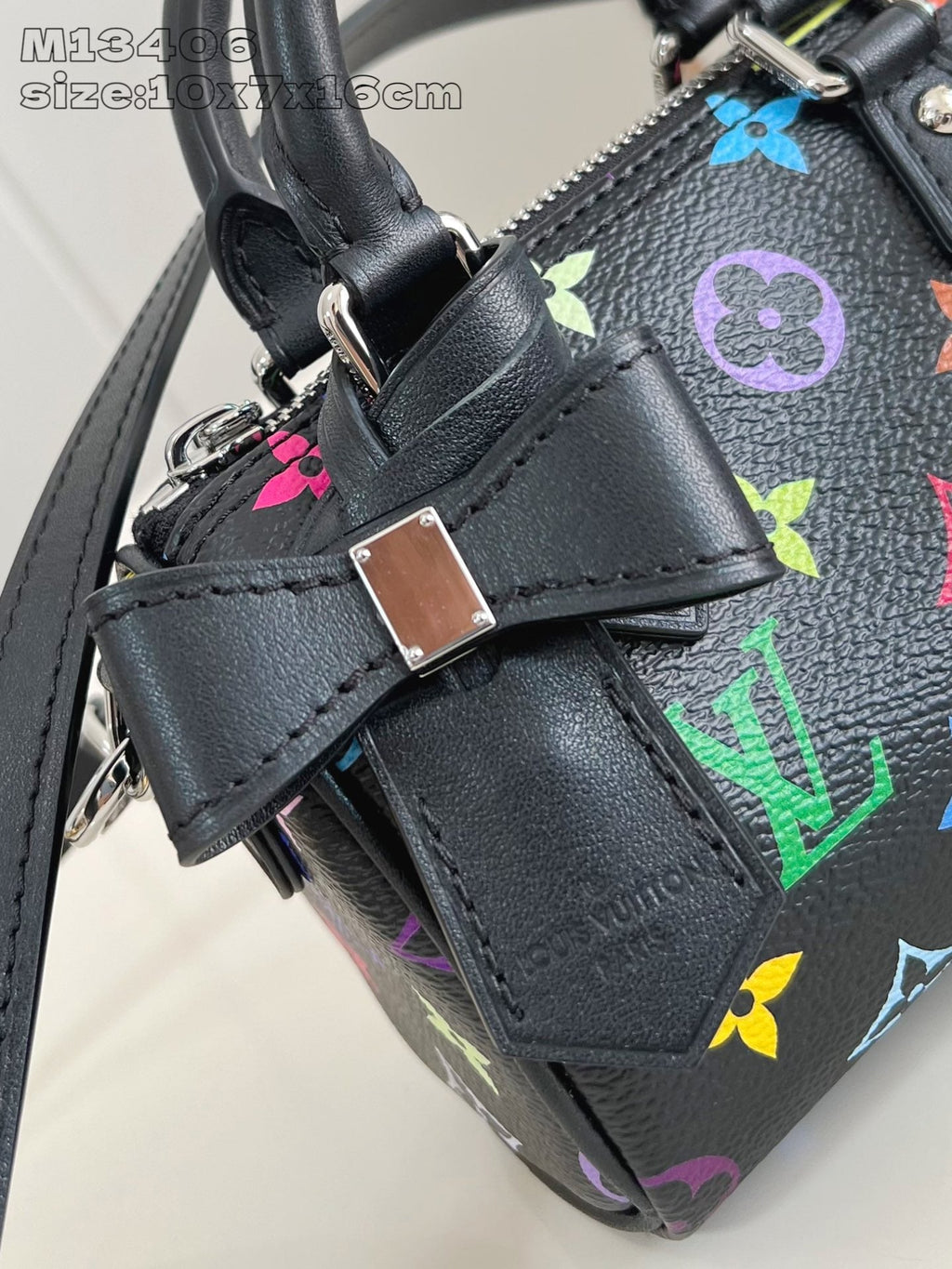 LV X TM NANO SPEEDY 16CM TOILE ENDUITE MONOGRAMME MULTICOLORE NOIR
