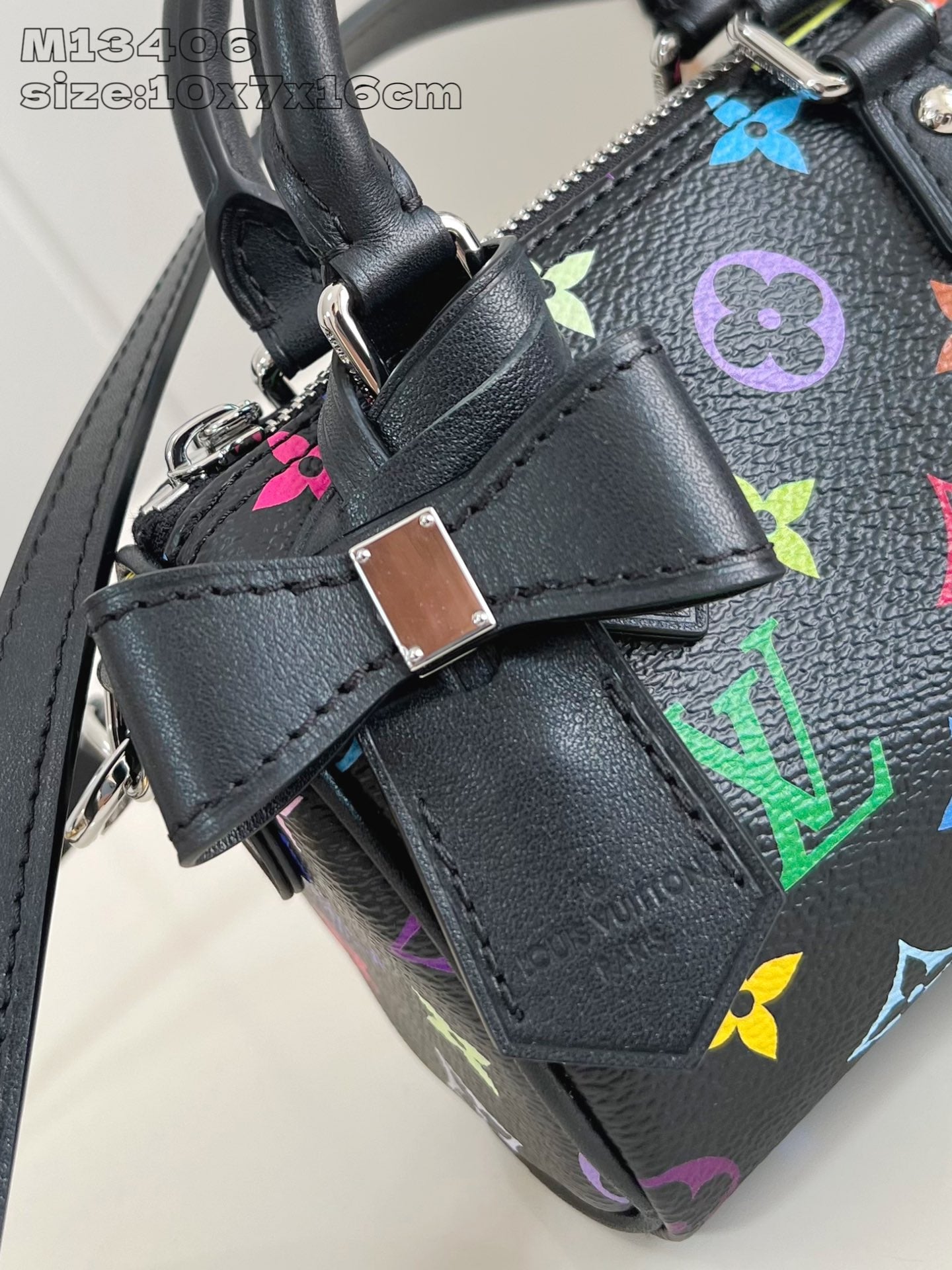 LV X TM NANO SPEEDY 16CM TOILE ENDUITE MONOGRAMME MULTICOLORE NOIR