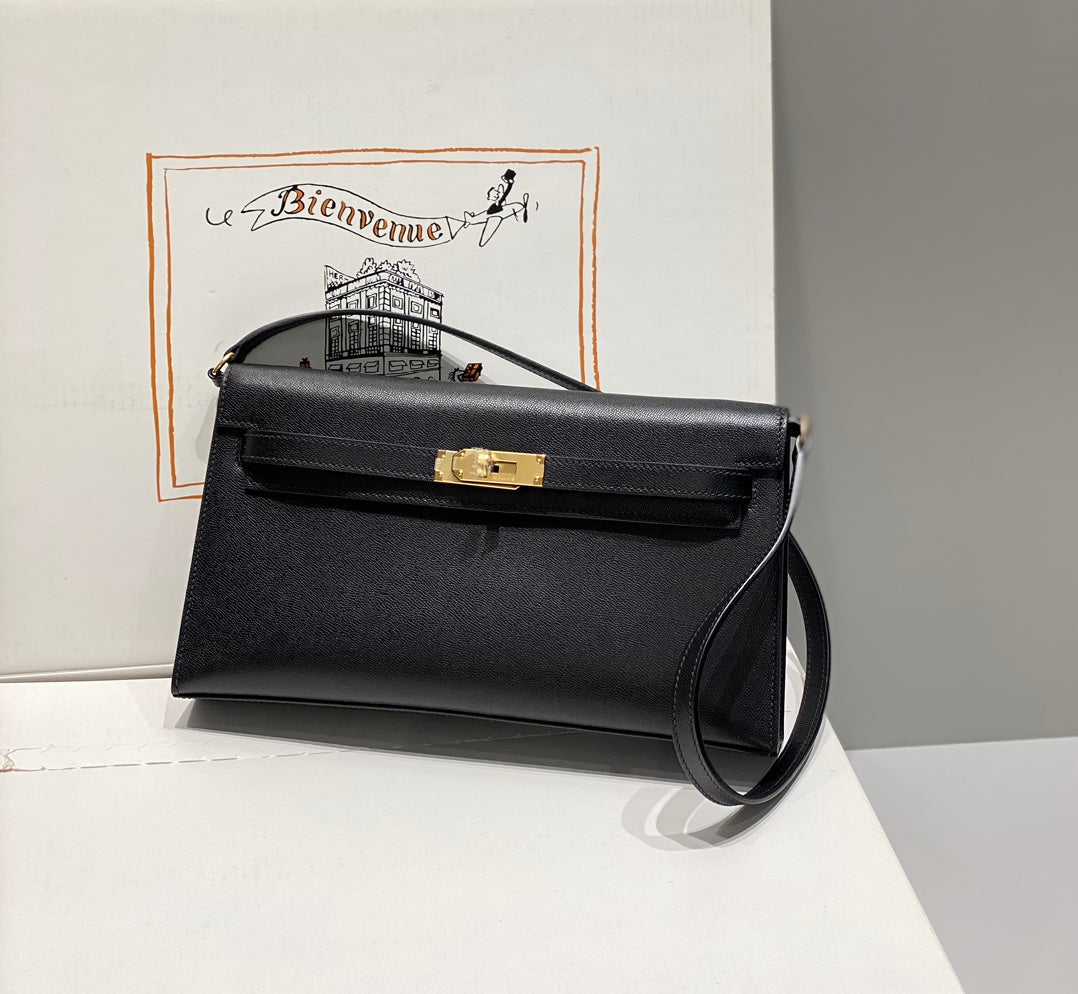 HM KELLY ELAN 27CM BLACK LEATHER GHW