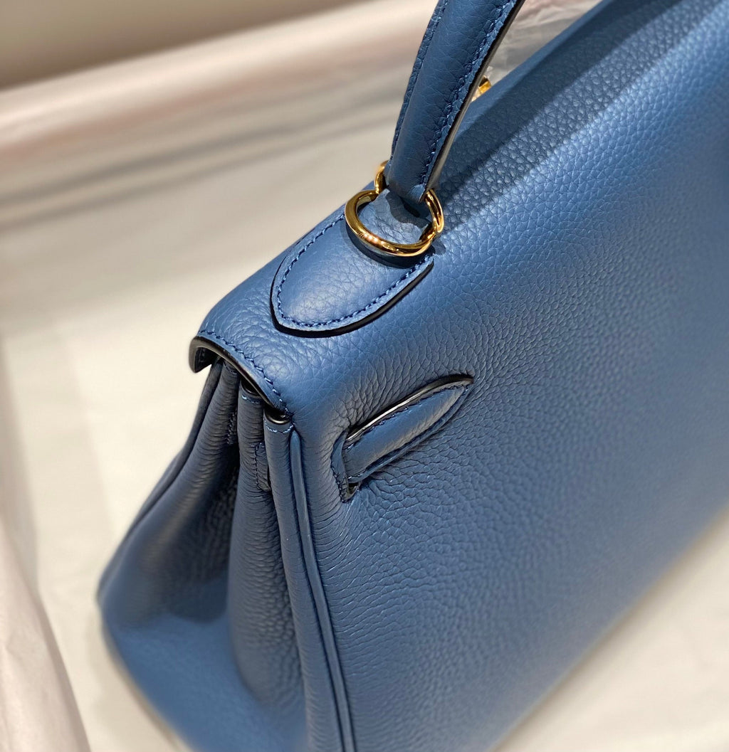 HM ケリー 28cm ブルー トーゴ ゴールド金具