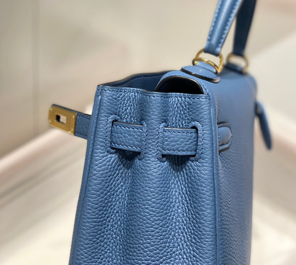 HM ケリー 28cm ブルー トーゴ ゴールド金具