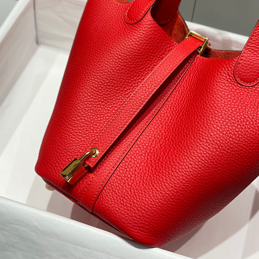 PICOTIN LOCK CUIR TOGO ROUGE QUINCAILLERIE OR