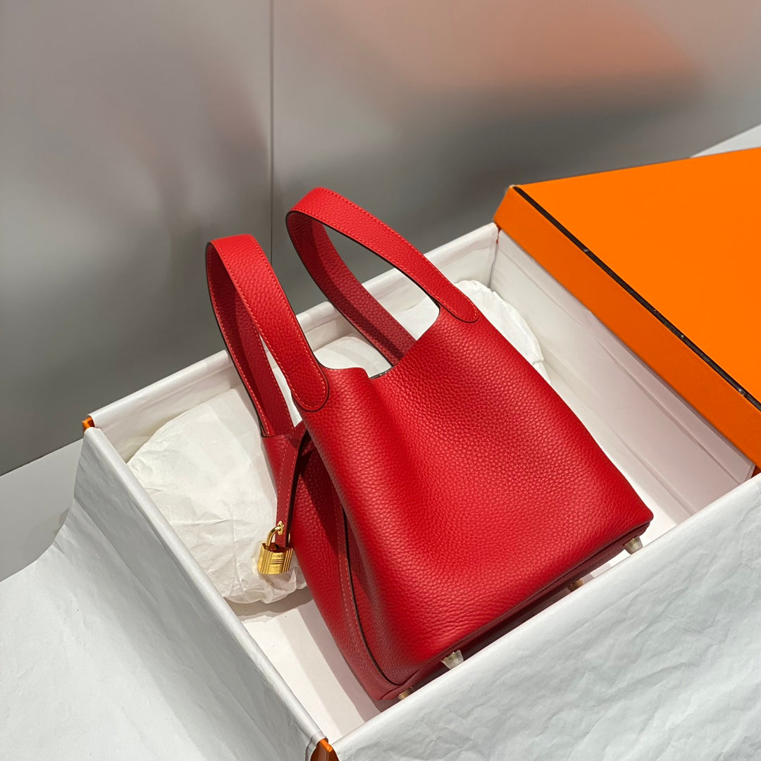 PICOTIN LOCK CUIR TOGO ROUGE QUINCAILLERIE OR