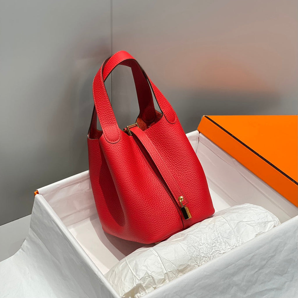 PICOTIN LOCK CUIR TOGO ROUGE QUINCAILLERIE OR