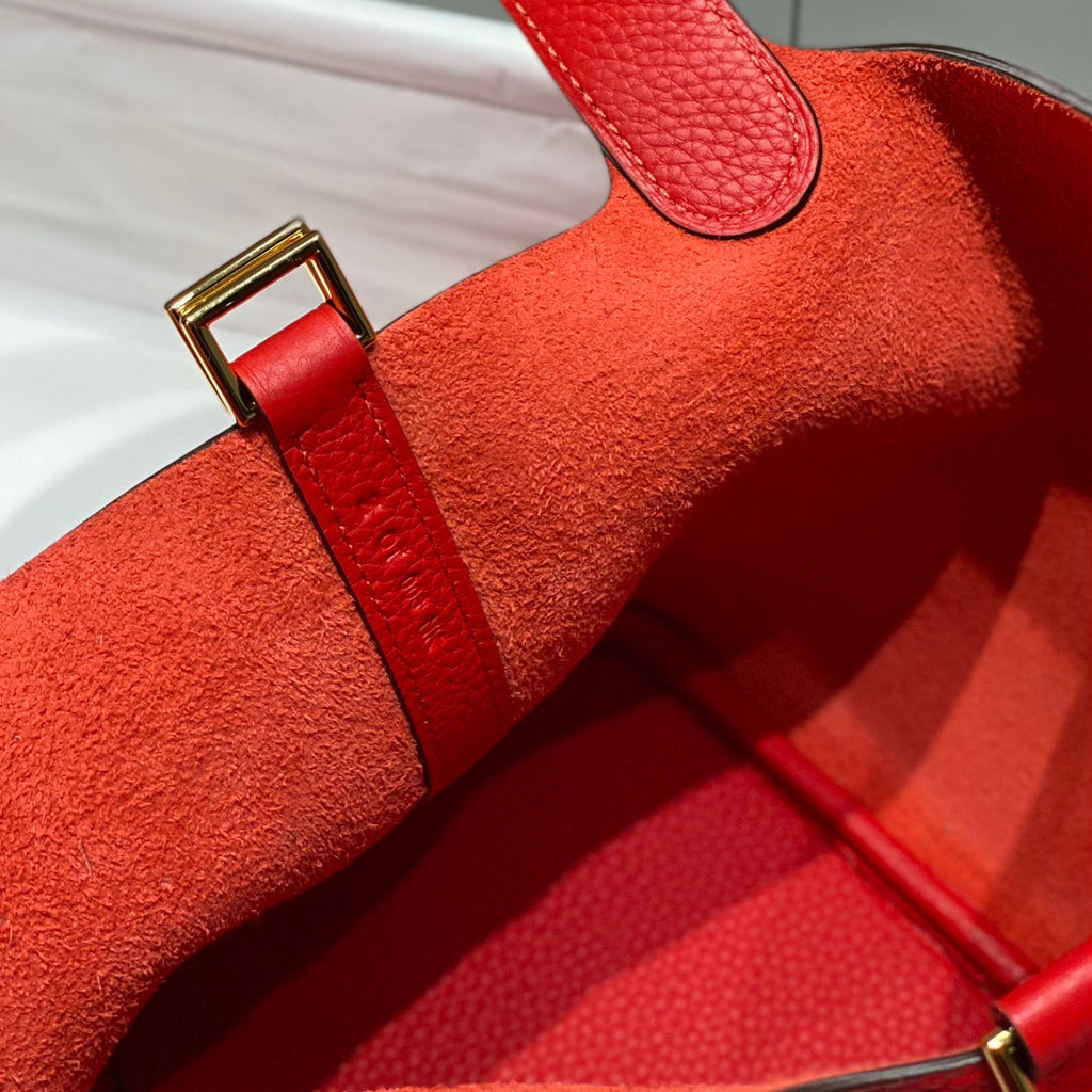 PICOTIN LOCK CUIR TOGO ROUGE QUINCAILLERIE OR