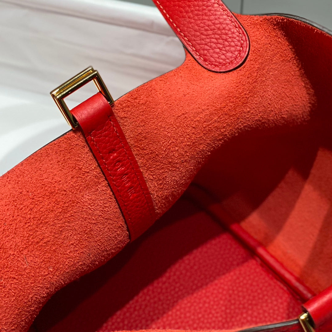 PICOTIN LOCK CUIR TOGO ROUGE QUINCAILLERIE OR