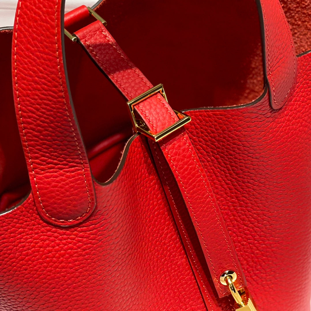 PICOTIN LOCK CUIR TOGO ROUGE QUINCAILLERIE OR
