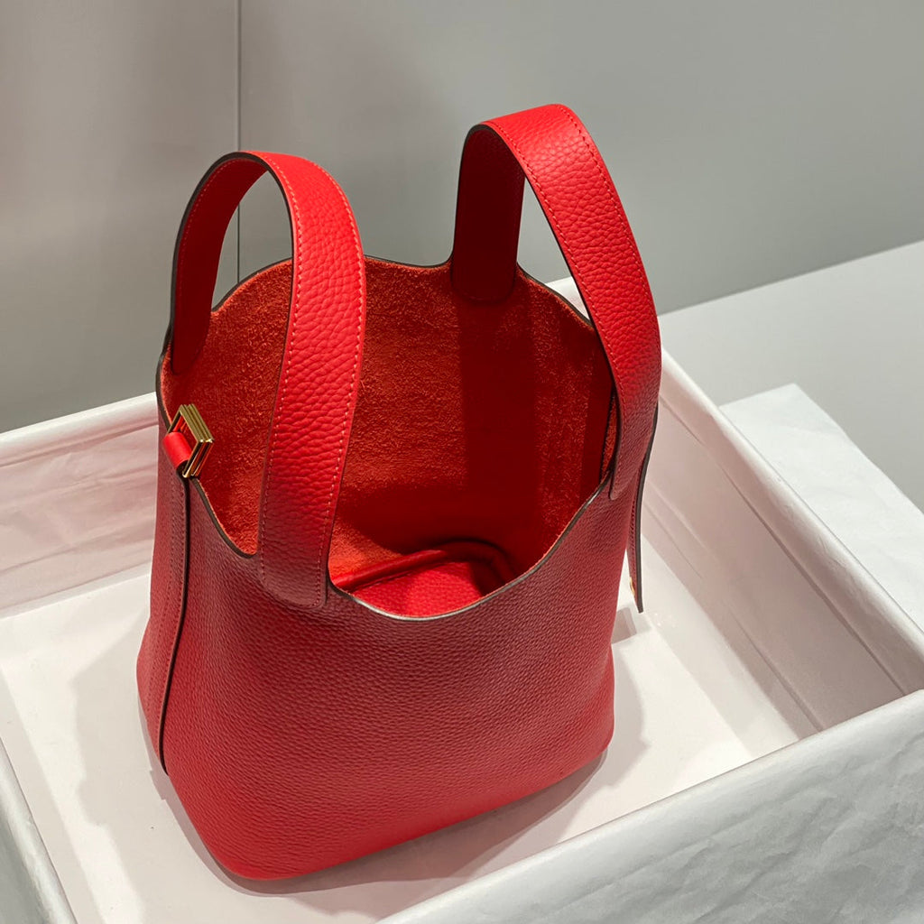 PICOTIN LOCK CUIR TOGO ROUGE QUINCAILLERIE OR
