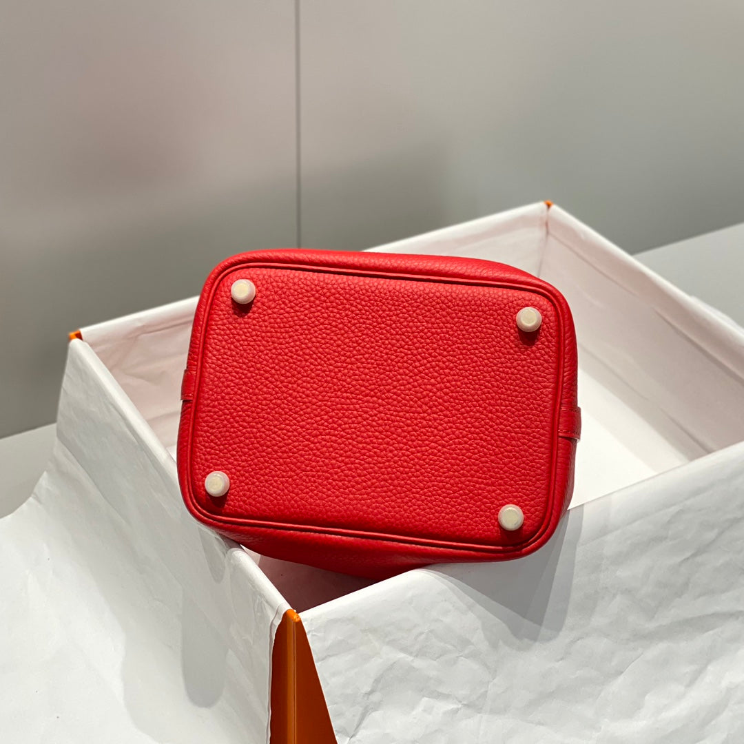 PICOTIN LOCK CUIR TOGO ROUGE QUINCAILLERIE OR