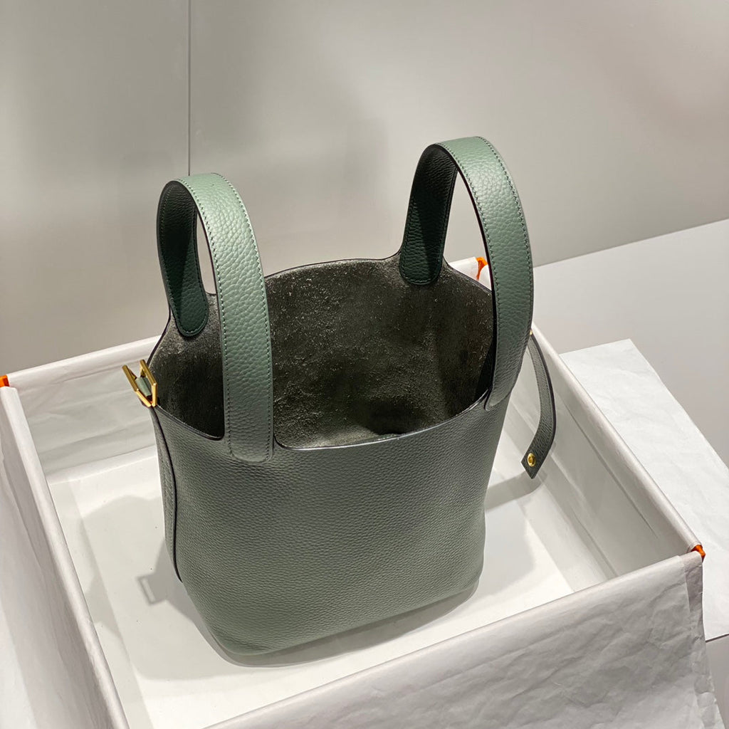 PICOTIN LOCK GRASS GREEN TOGO CUIR QUINCAILLERIE OR