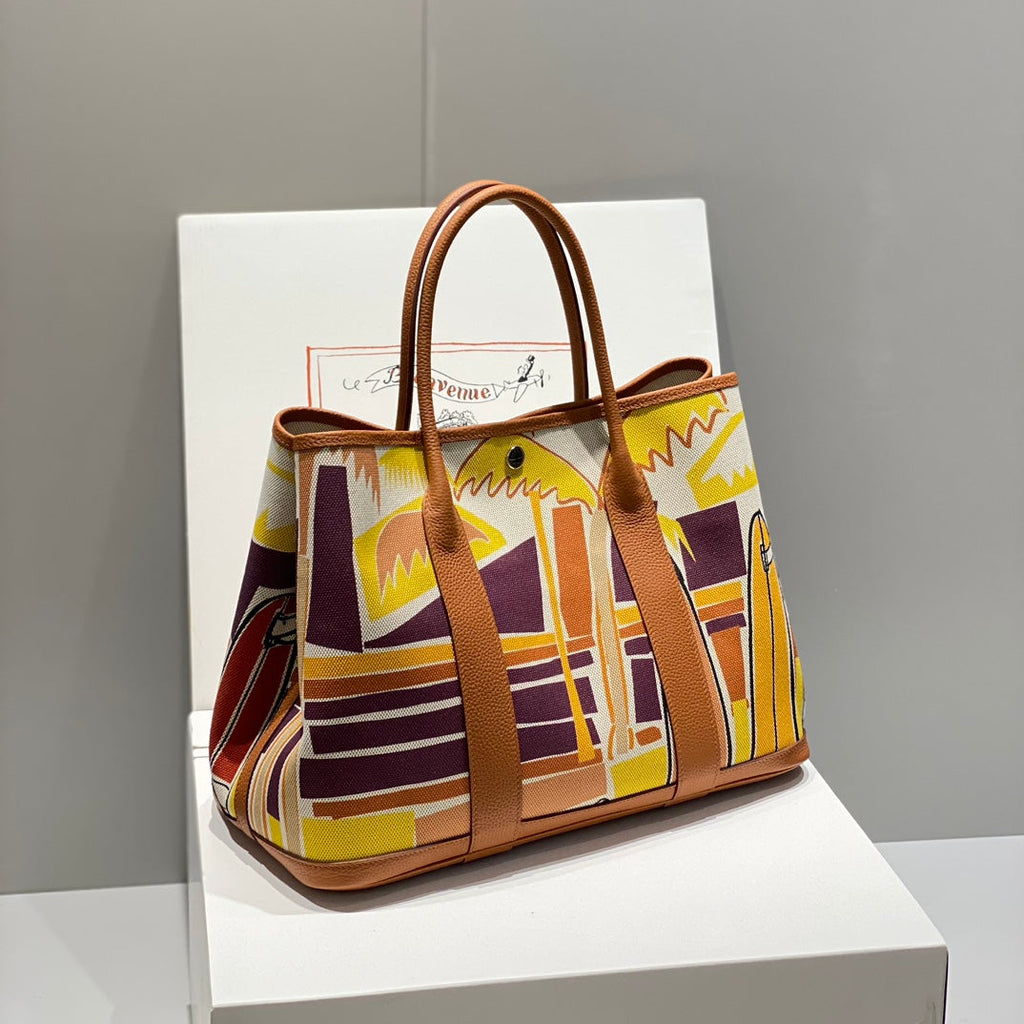 HM GARDEN PARTY 36 MULTICOLOR CANVAS AND NEGONDA CALFSKIN 243397