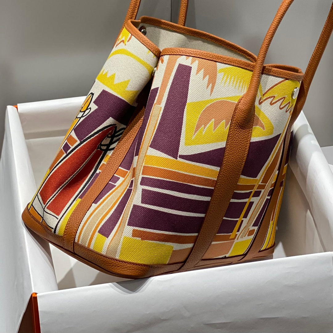 HM GARDEN PARTY 36 MULTICOLOR CANVAS AND NEGONDA CALFSKIN 243397